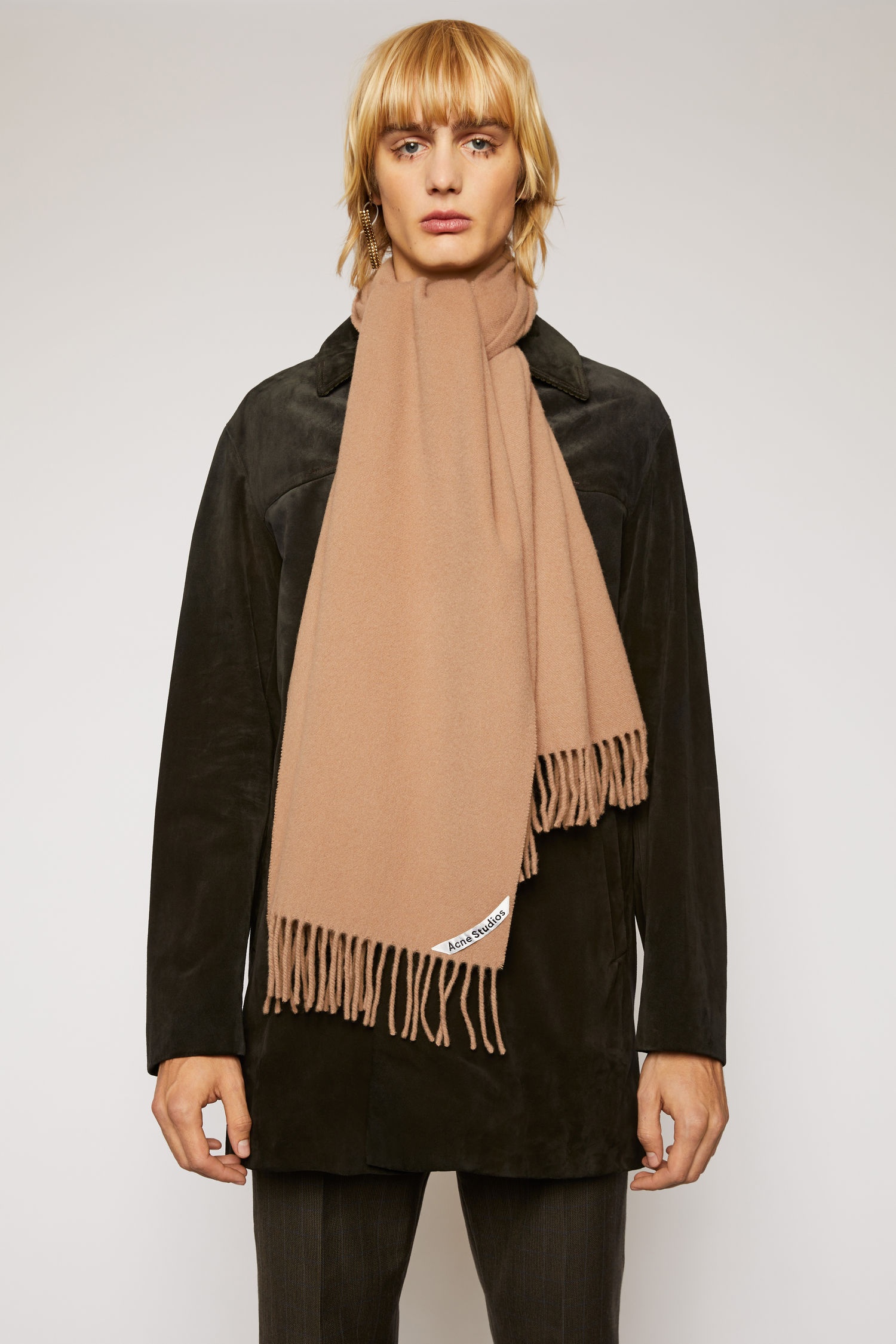 Narrow wool scarf - Caramel brown - 5