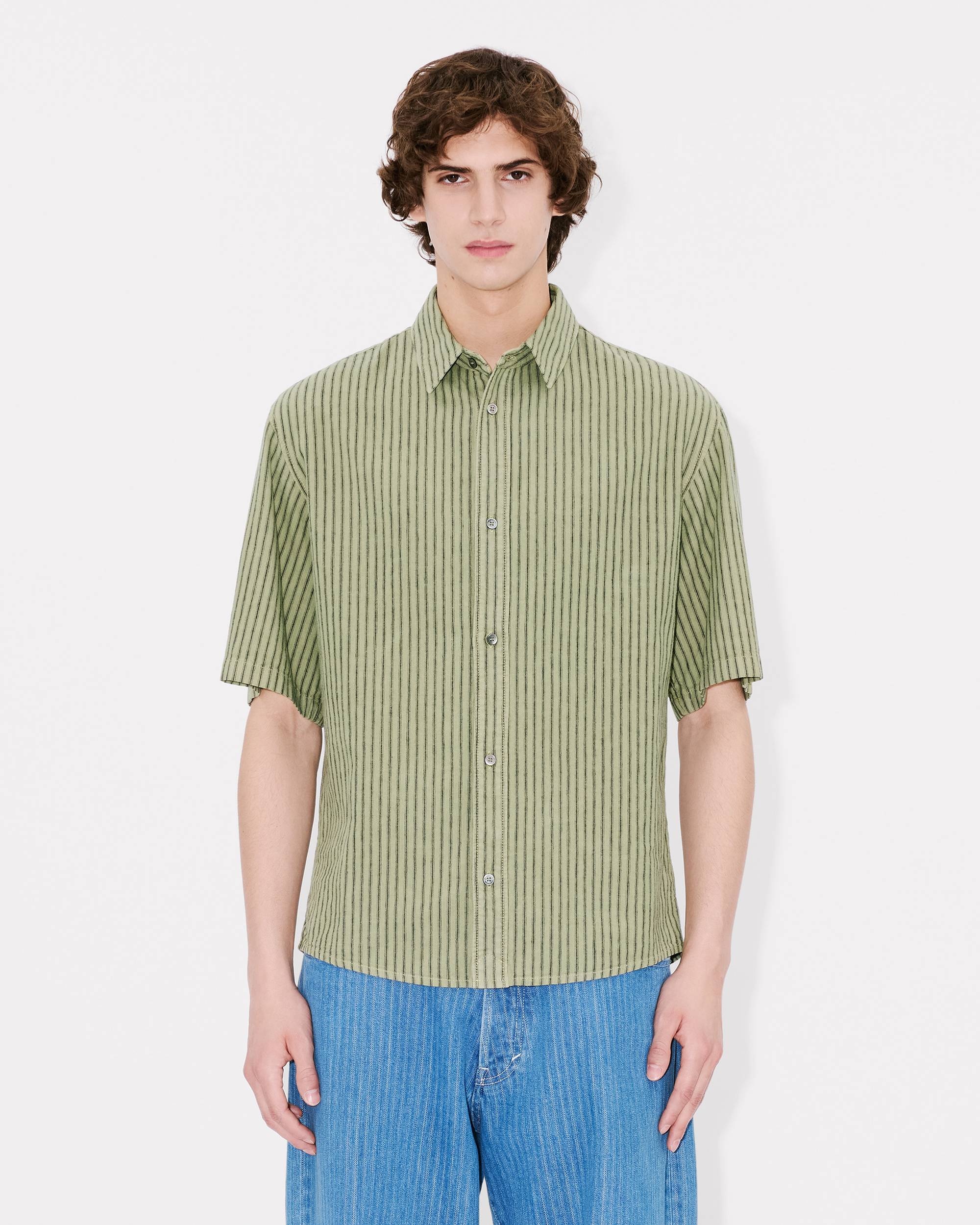 'KENZO Coast Lines' short sleeve shirt in cotton linen - 3