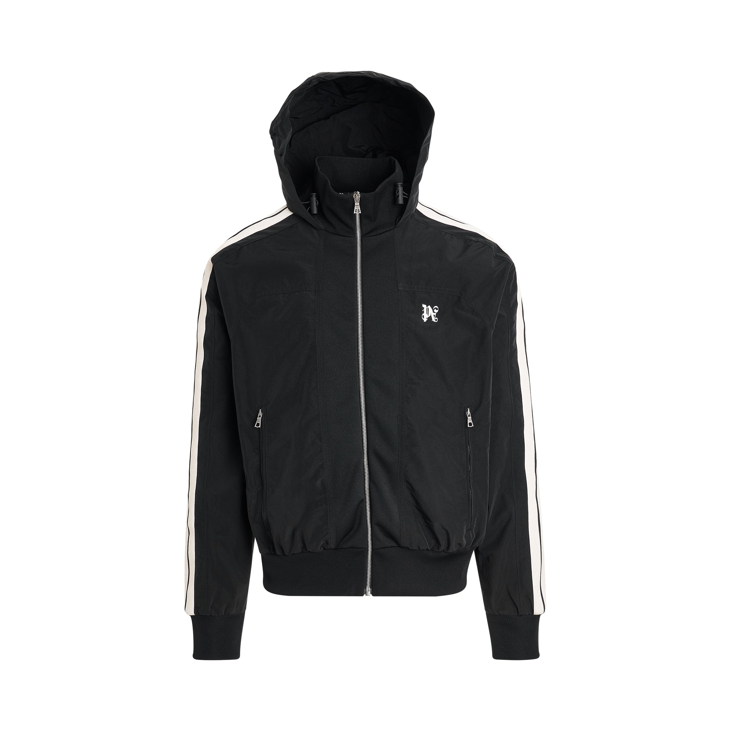 Monogram Nylon Track Jacket in Black/Off White - 5