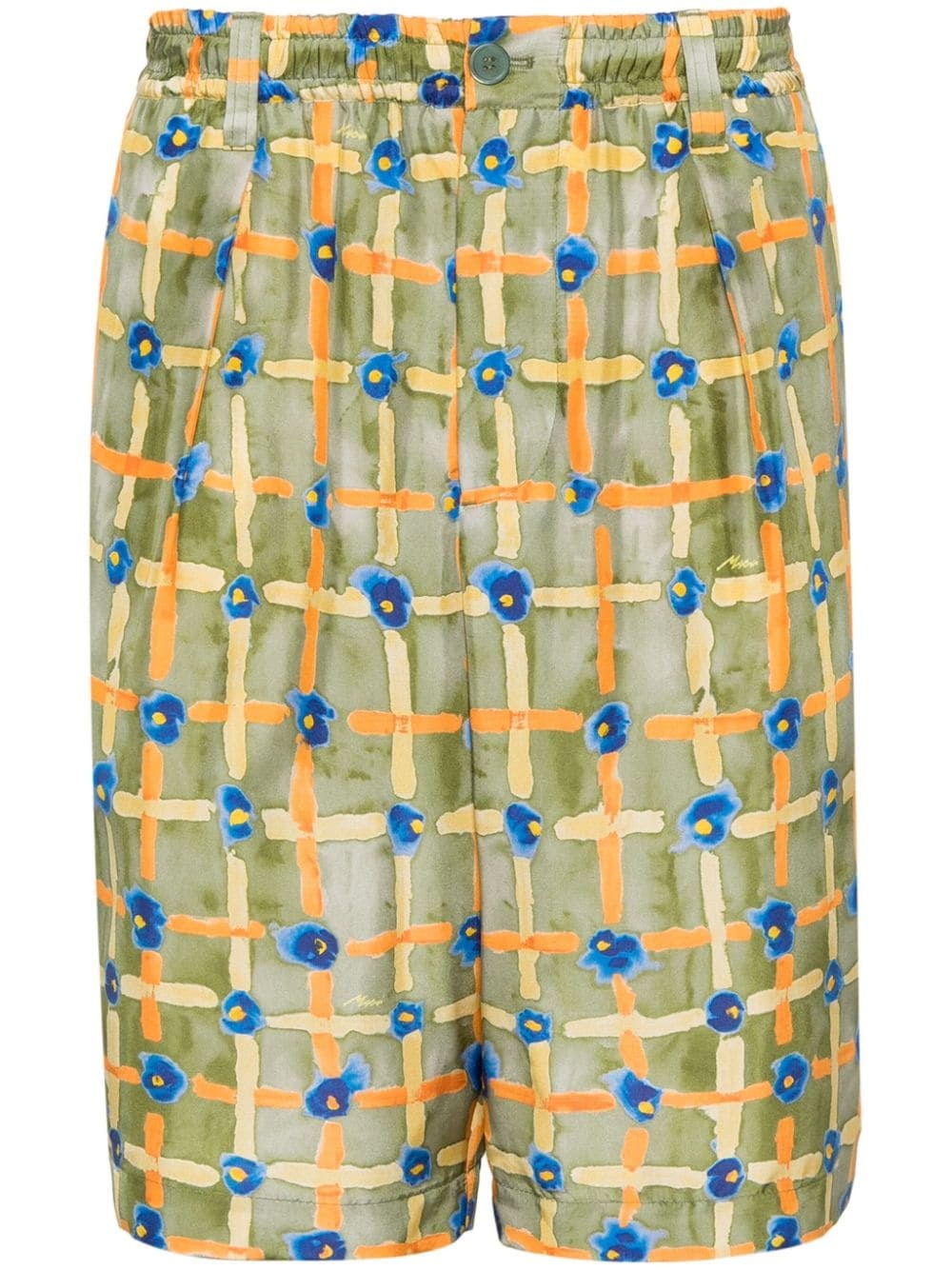abstract-print silk Bermuda shorts - 1