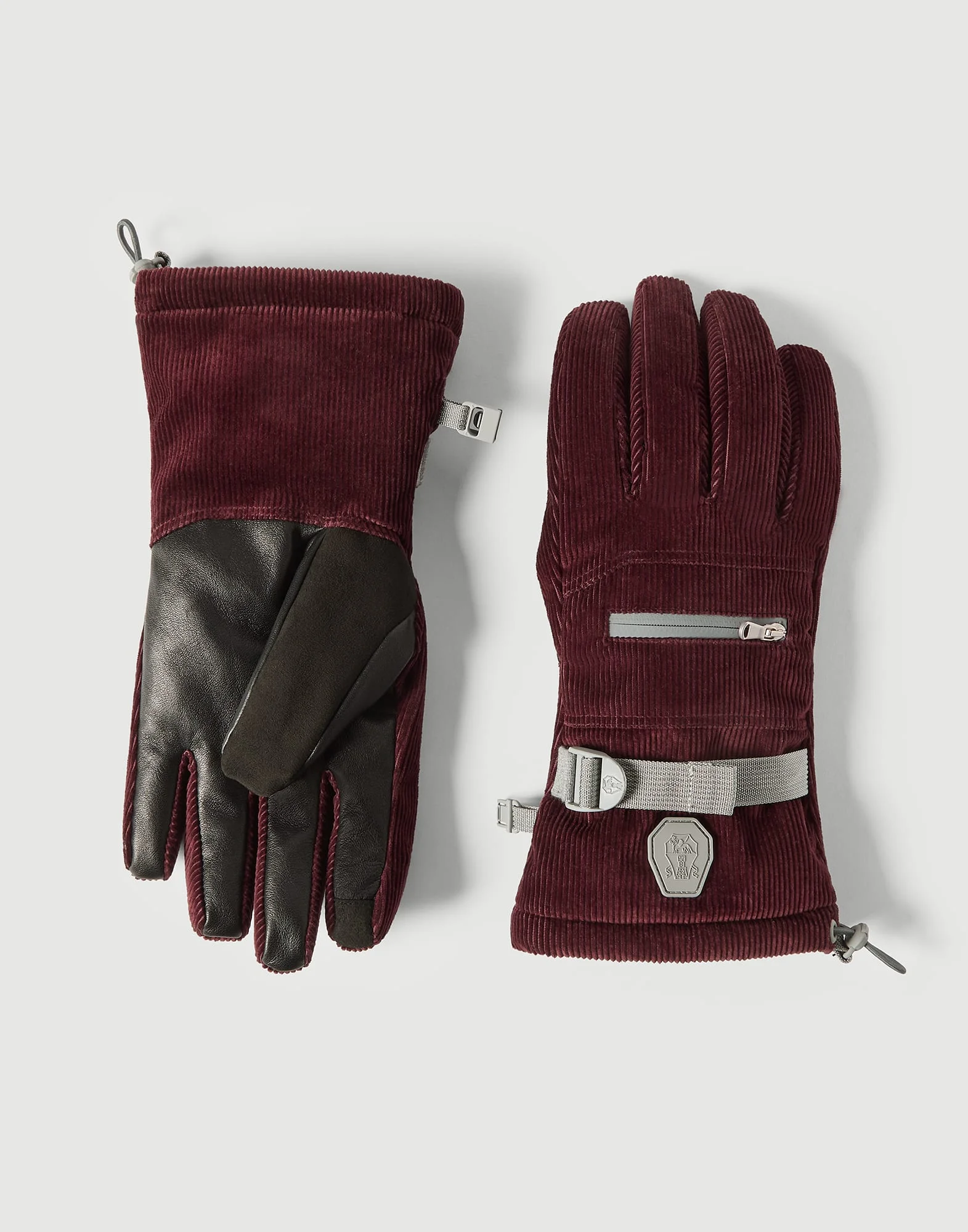 Bonded corduroy Mountain gloves with logo - 1