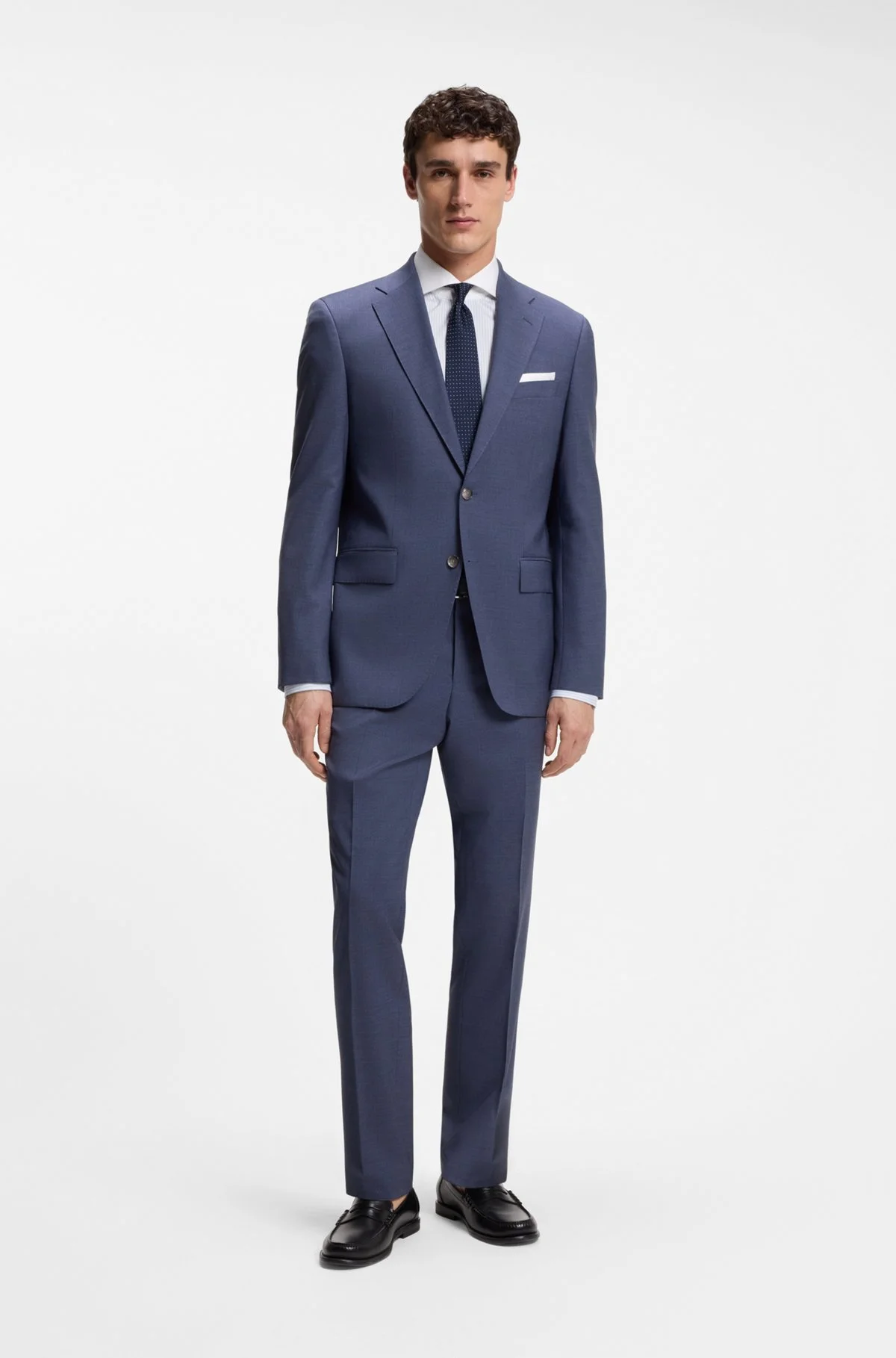TWO-PIECE REGULAR-FIT SUIT IN MÉLANGE STRETCH WOOL - 1