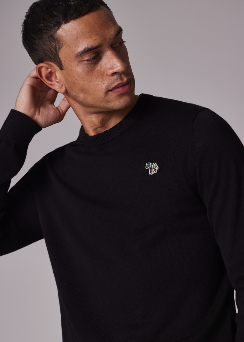 Black Organic Cotton Zebra Logo Sweater 3