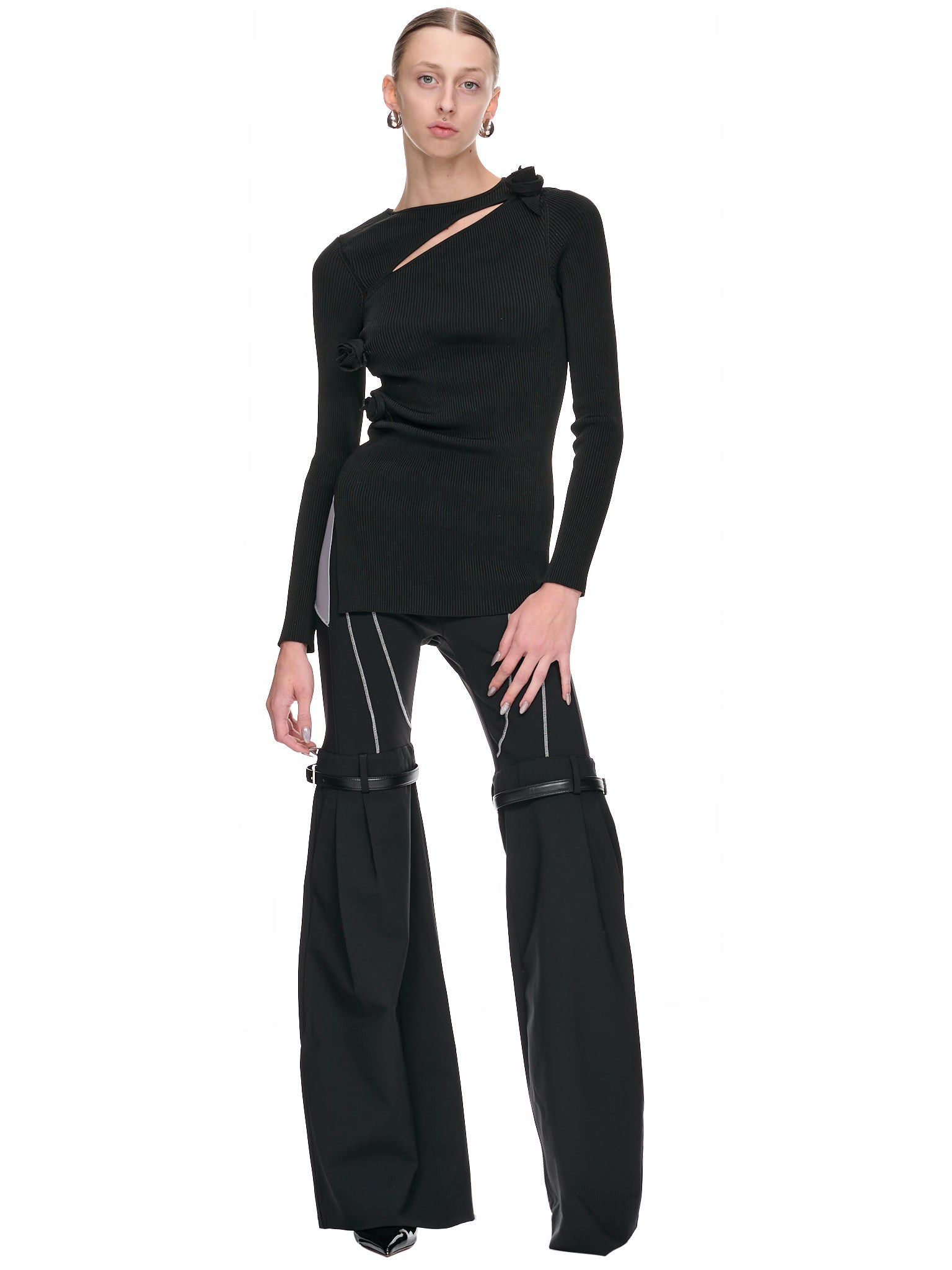 Asymmetric Rib Flower Top - 6