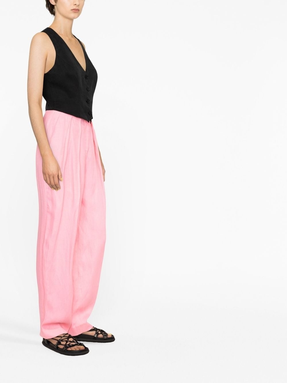 pleated straight-leg trousers - 3
