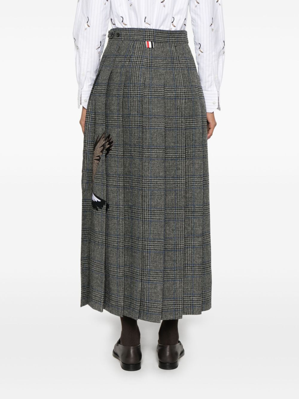 Flying Geese-appliqué pleated midi skirt - 4