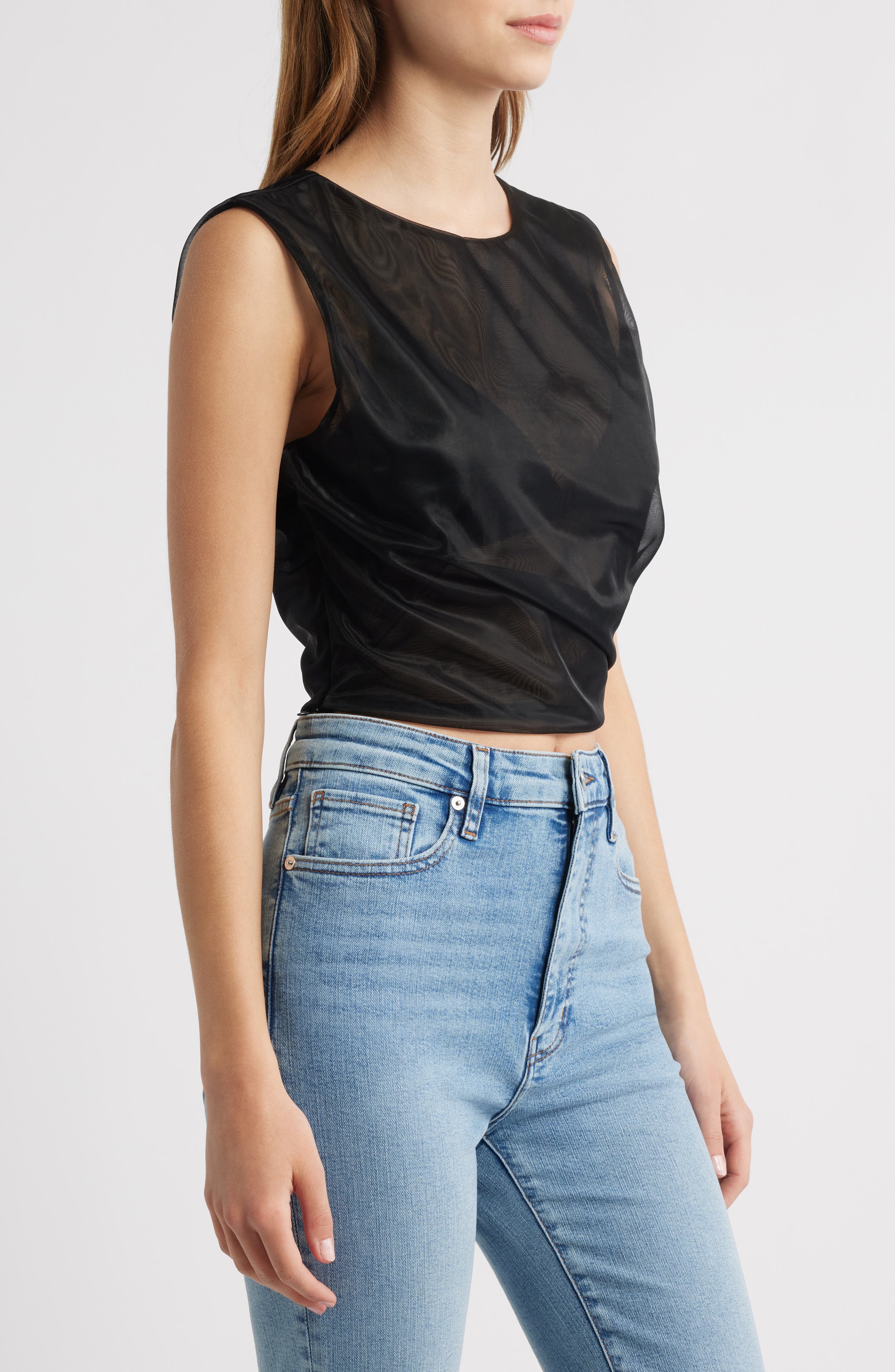 FRAME The Mesh Twist Tank in Black at Nordstrom - 3