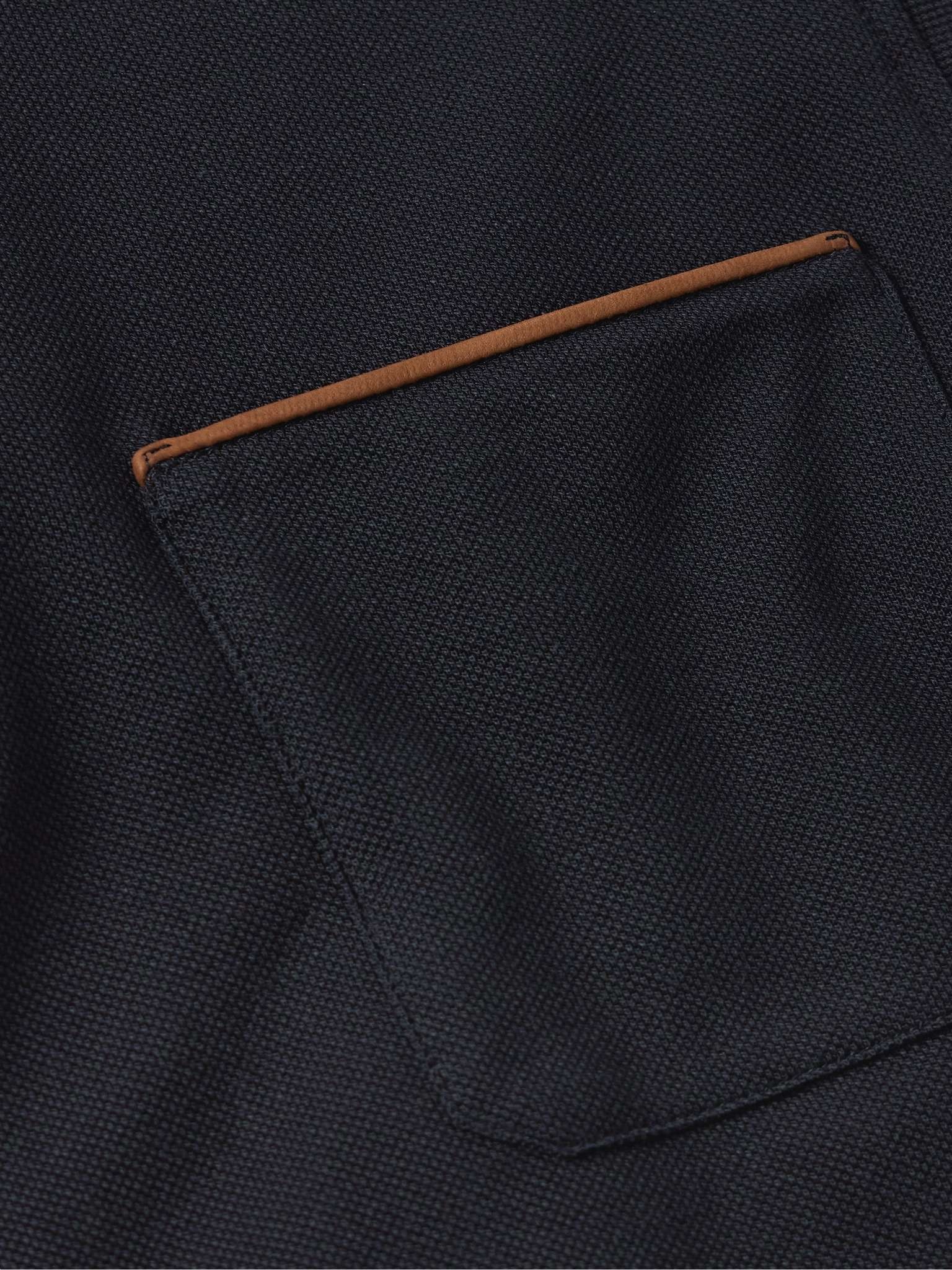 Leather-Trimmed Cotton-Piqué Polo Shirt - 8