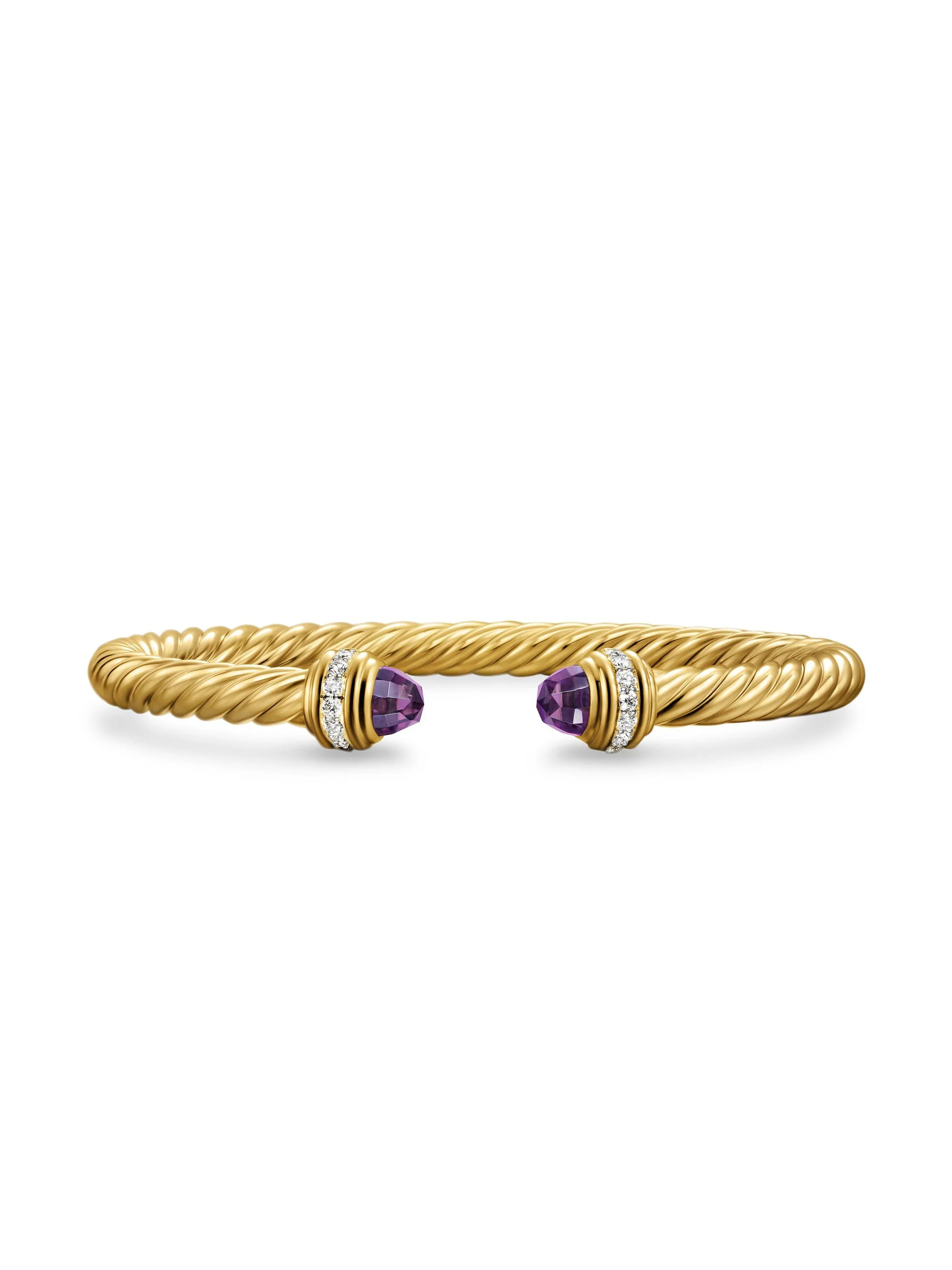 Women's Classic Cablespira Bracelet in 18K Yellow Gold - Amethyst - 1