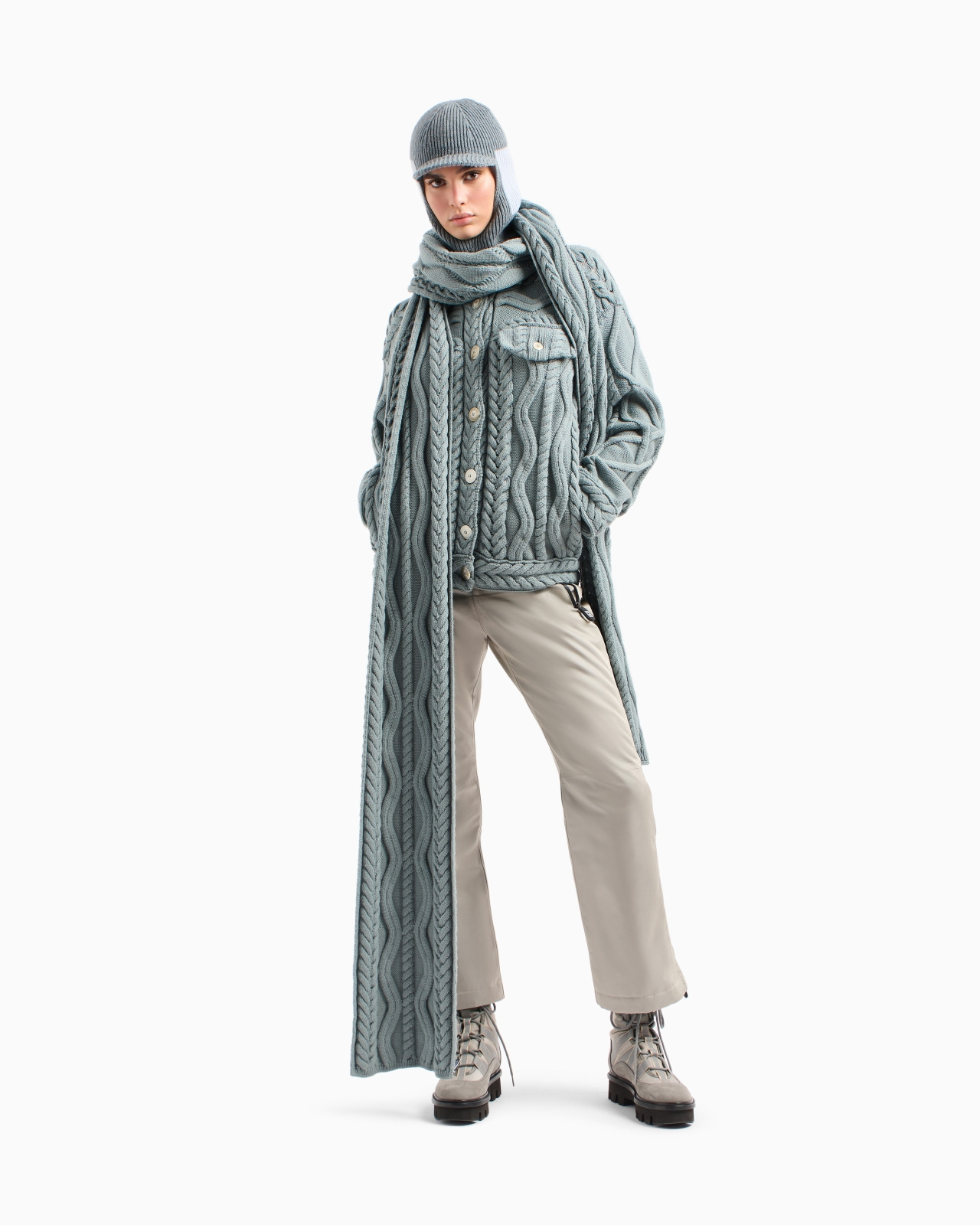 GIORGIO ARMANI NEVE CABLE-KNIT VIRGIN WOOL CARDIGAN - 2