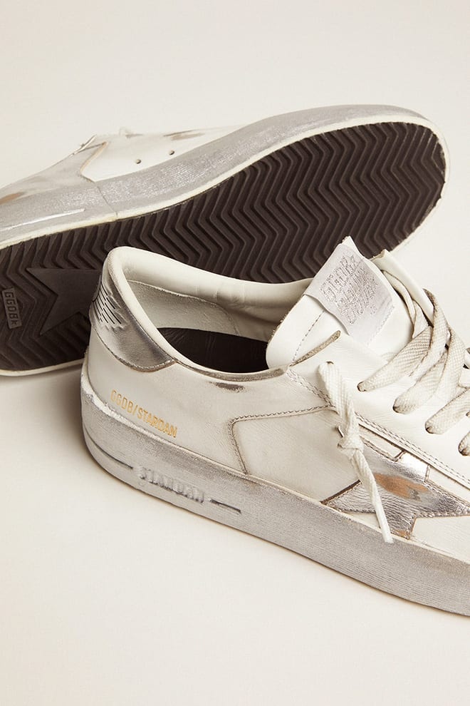 Golden Goose Stardan sneakers with silver metallic leather star and heel tab  | REVERSIBLE