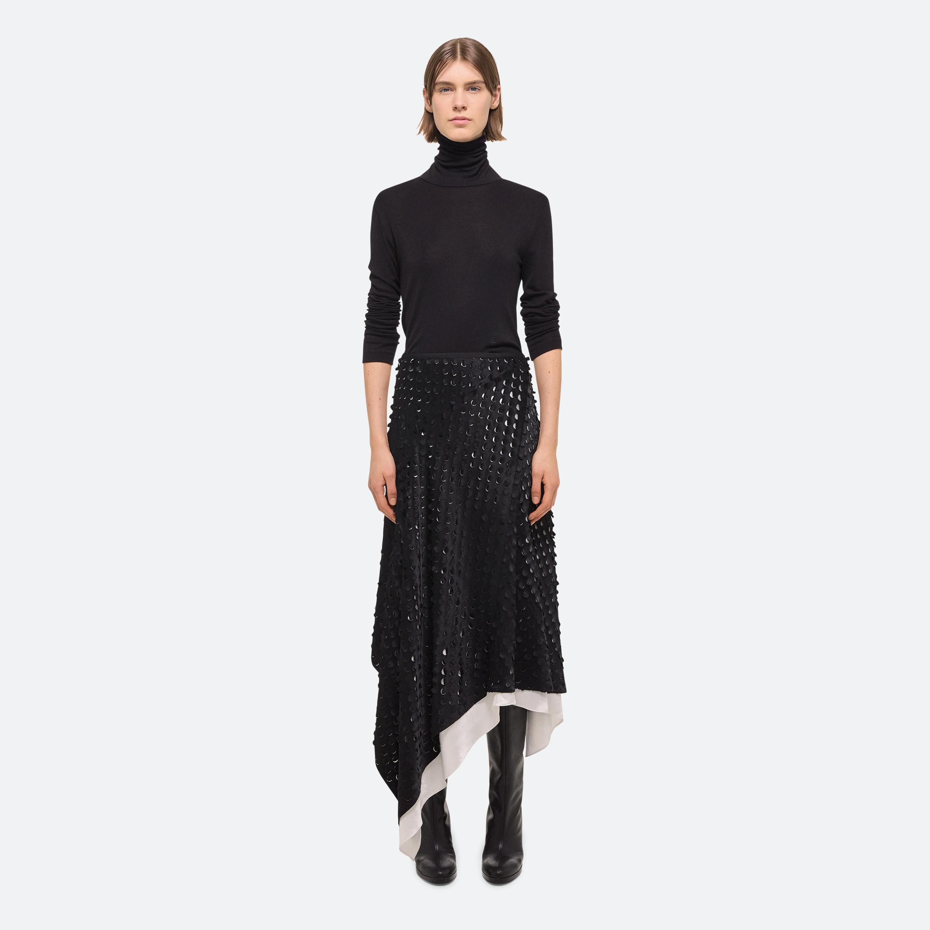 HOLE-PUNCHED SCARF HEM SKIRT - 2