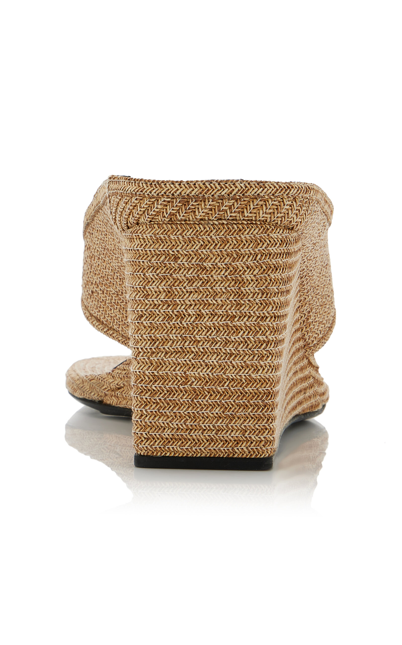 Cube Raffia Thong Wedge Sandals tan - 4