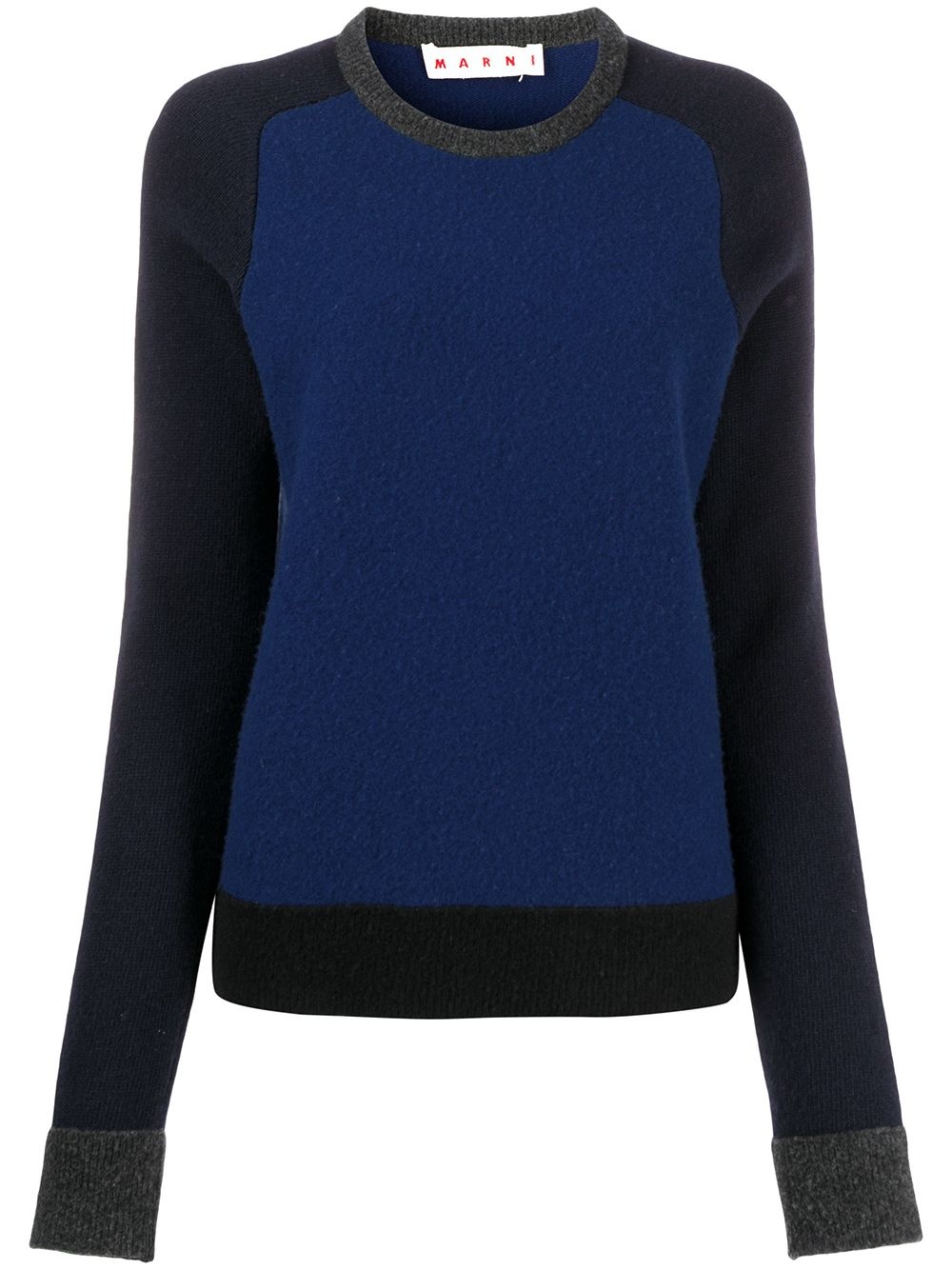 two-tone ribbed crew neck jumper - 1