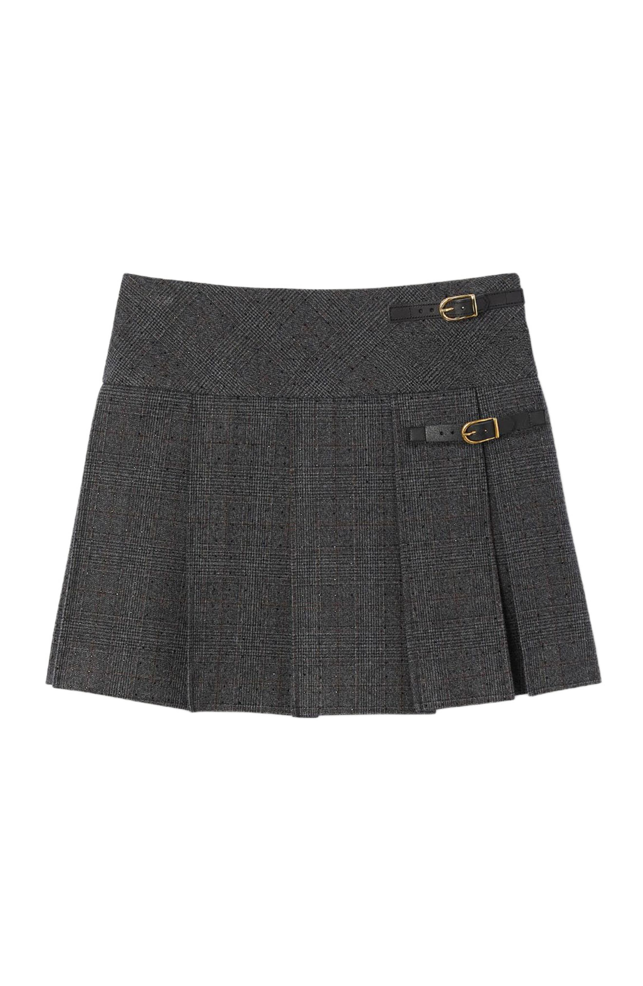 SANDRO Short rhinestone suit skirt in Grey /Brown at Nordstrom - 5