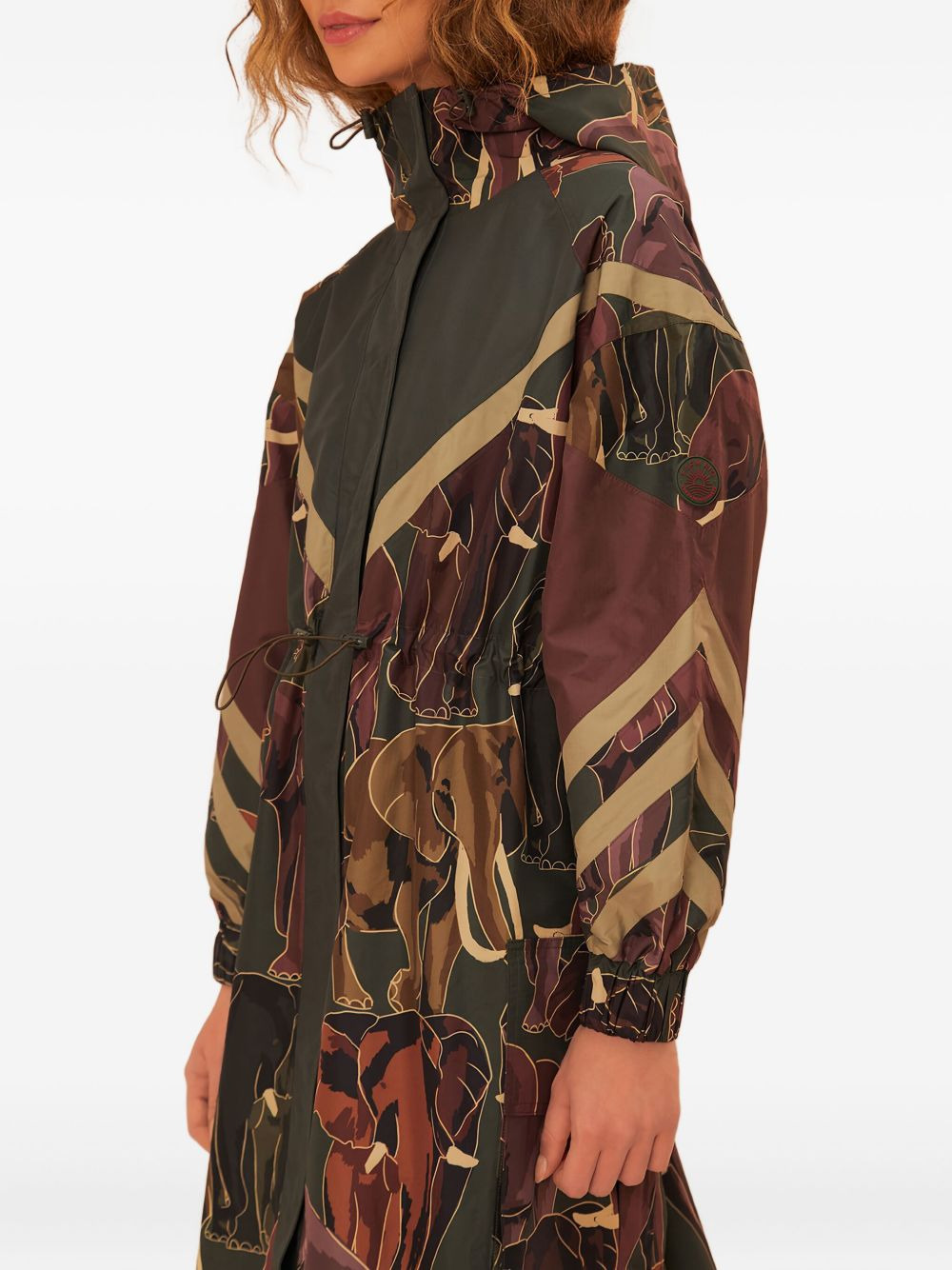 elephant-print hooded coat - 4