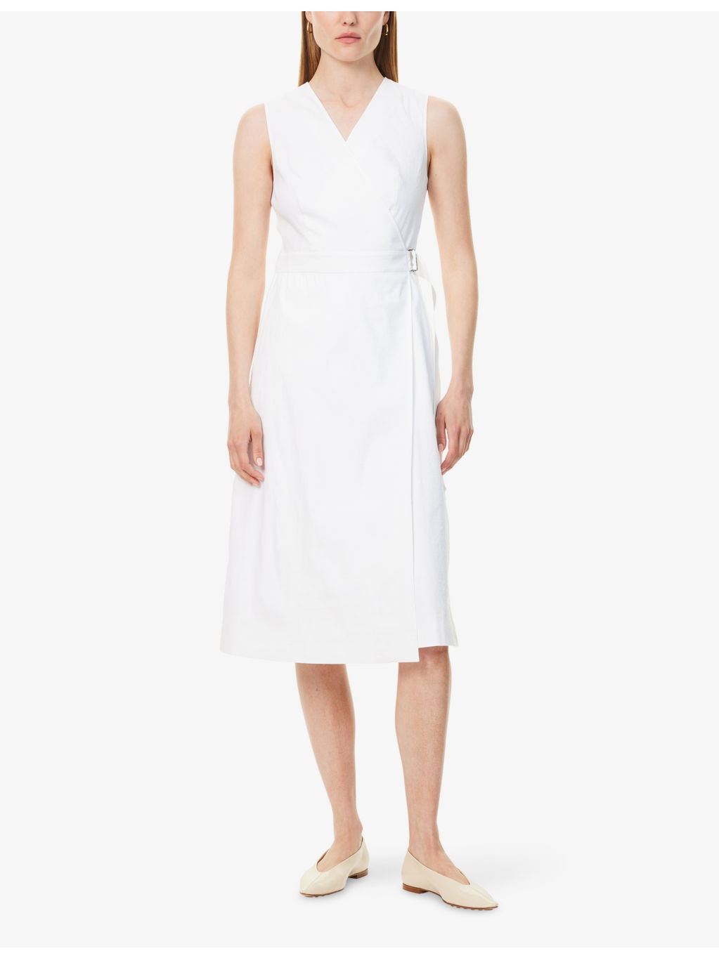 Aline Wrap Stretch-Linen Blend Midi Dress - 3