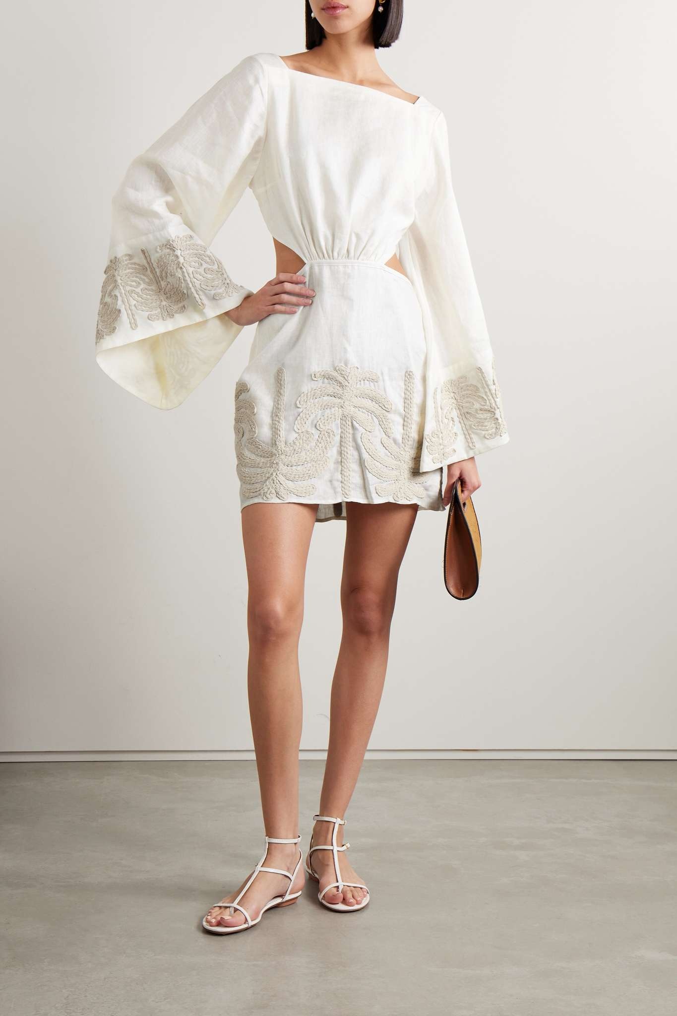 + NET SUSTAIN Shared Present embroidered linen and cotton-blend mini dress - 2
