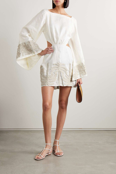 Johanna Ortiz + NET SUSTAIN Shared Present embroidered linen and cotton-blend mini dress outlook