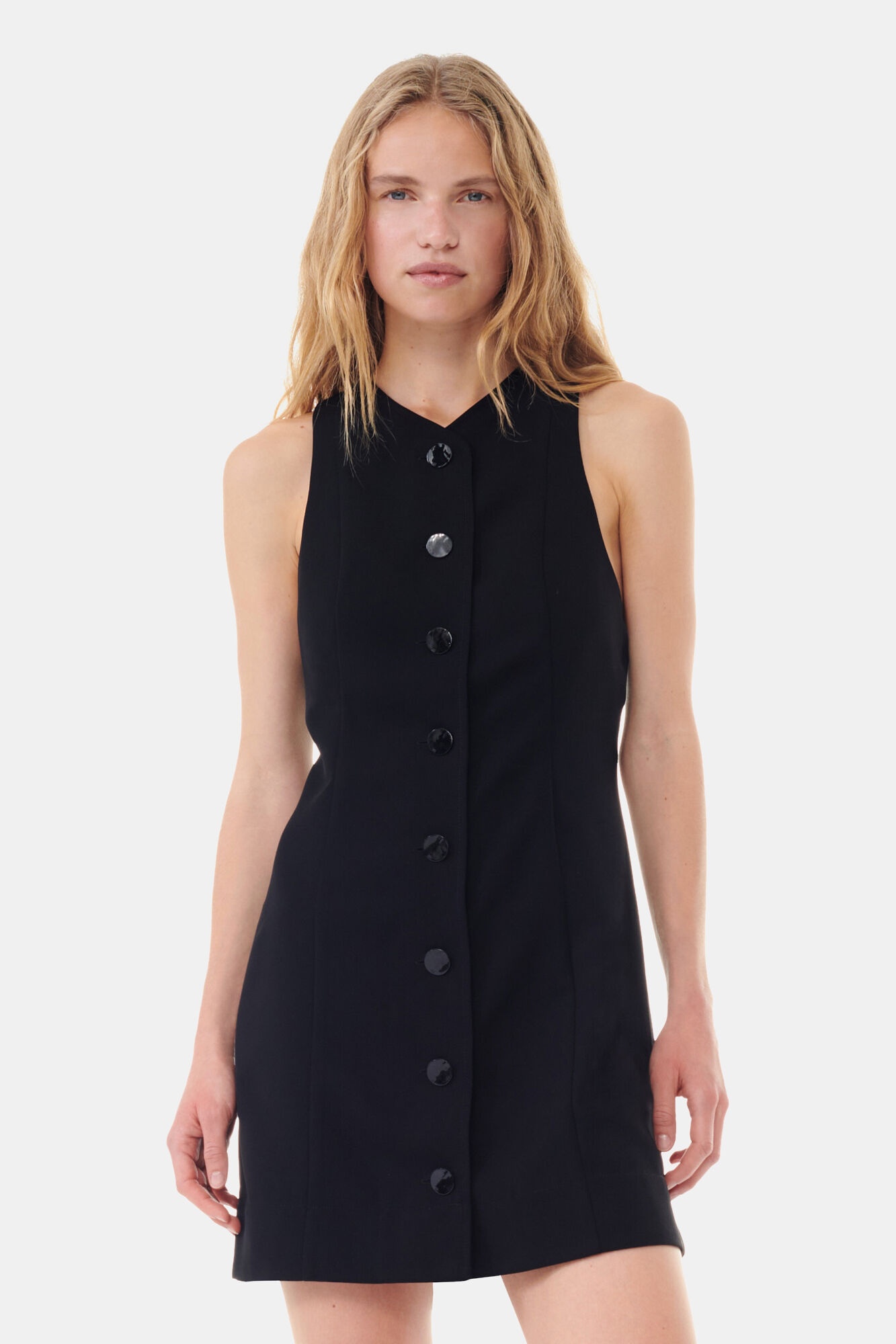 BLACK LIGHT TWILL SUITING MINI DRESS - 3