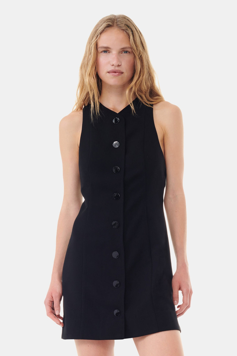 BLACK LIGHT TWILL SUITING MINI DRESS 3