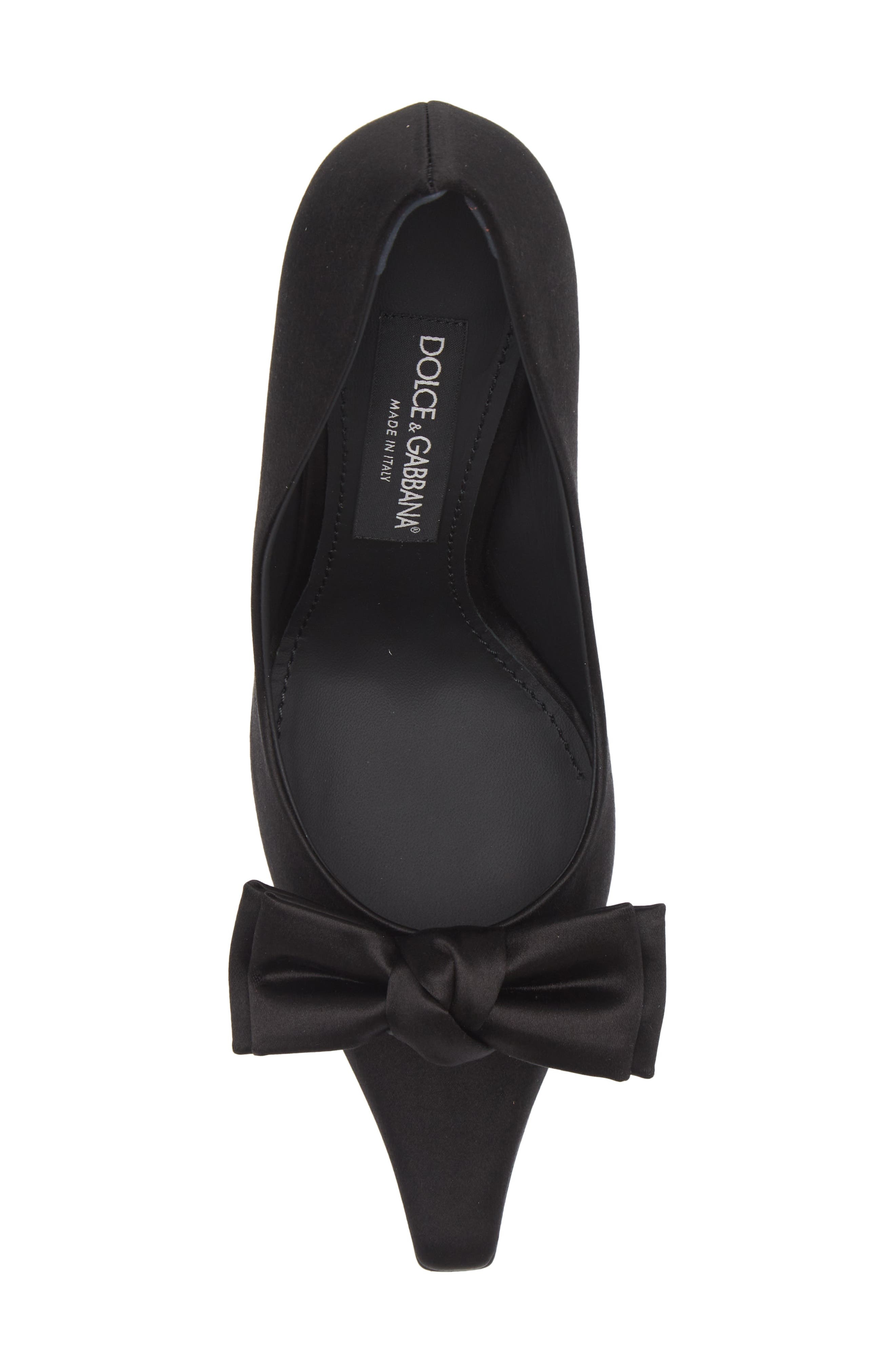 Dolce&Gabbana Mun Bow Satin Pump in Nero/Nero at Nordstrom - 5