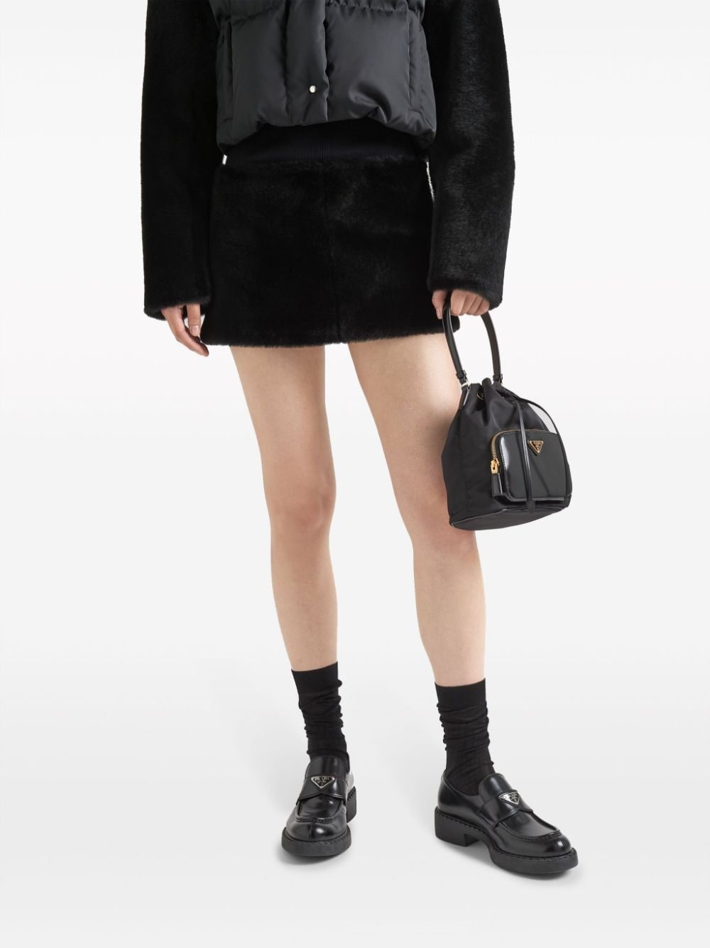 textured shearling mini skirt - 4