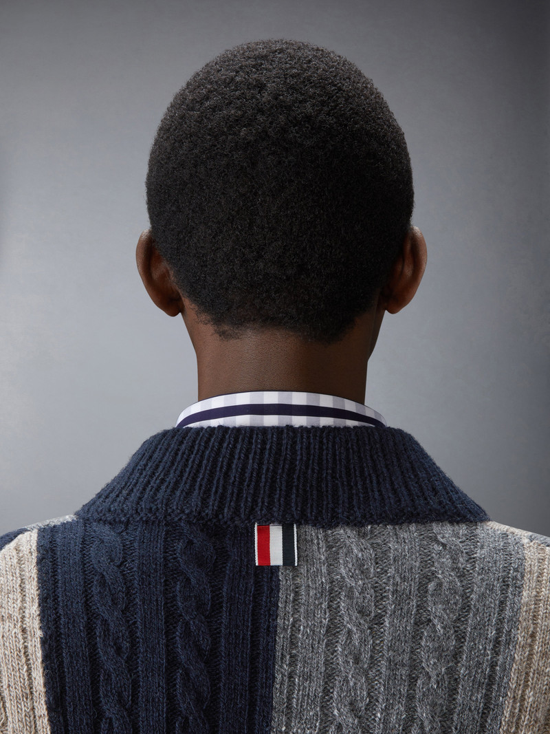 DONEGAL PATCHWORK INTARSIA V NECK VEST 5