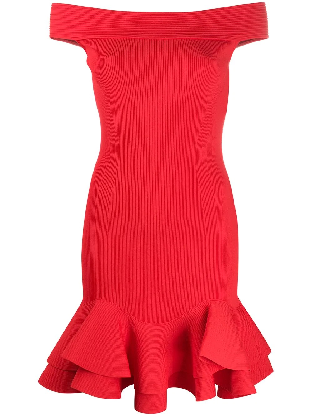 off-the-shoulder ruffle trim cocktail dress - 1