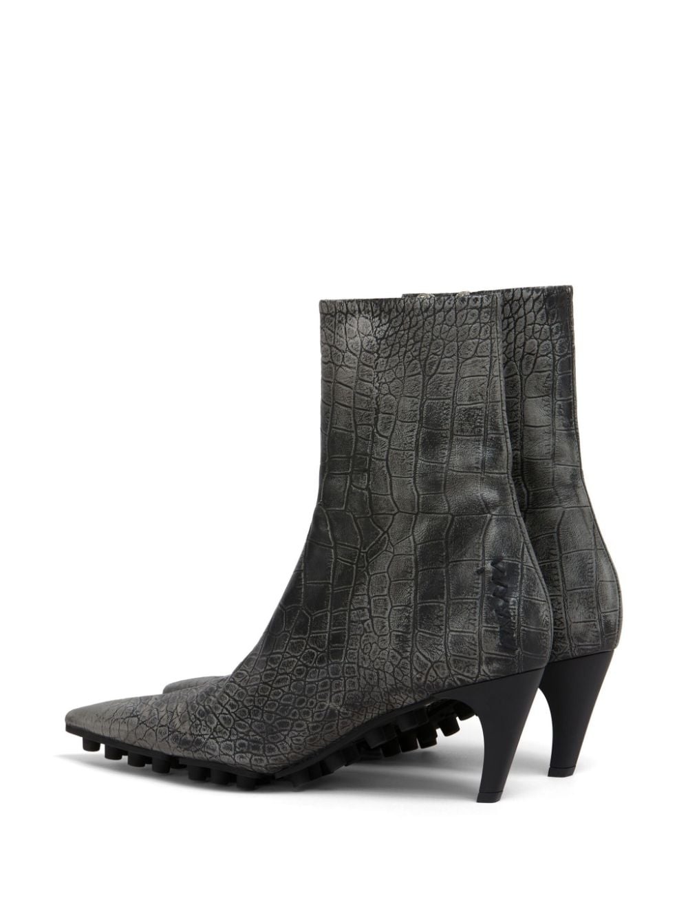 Spike crocodile-effect leather boots - 3