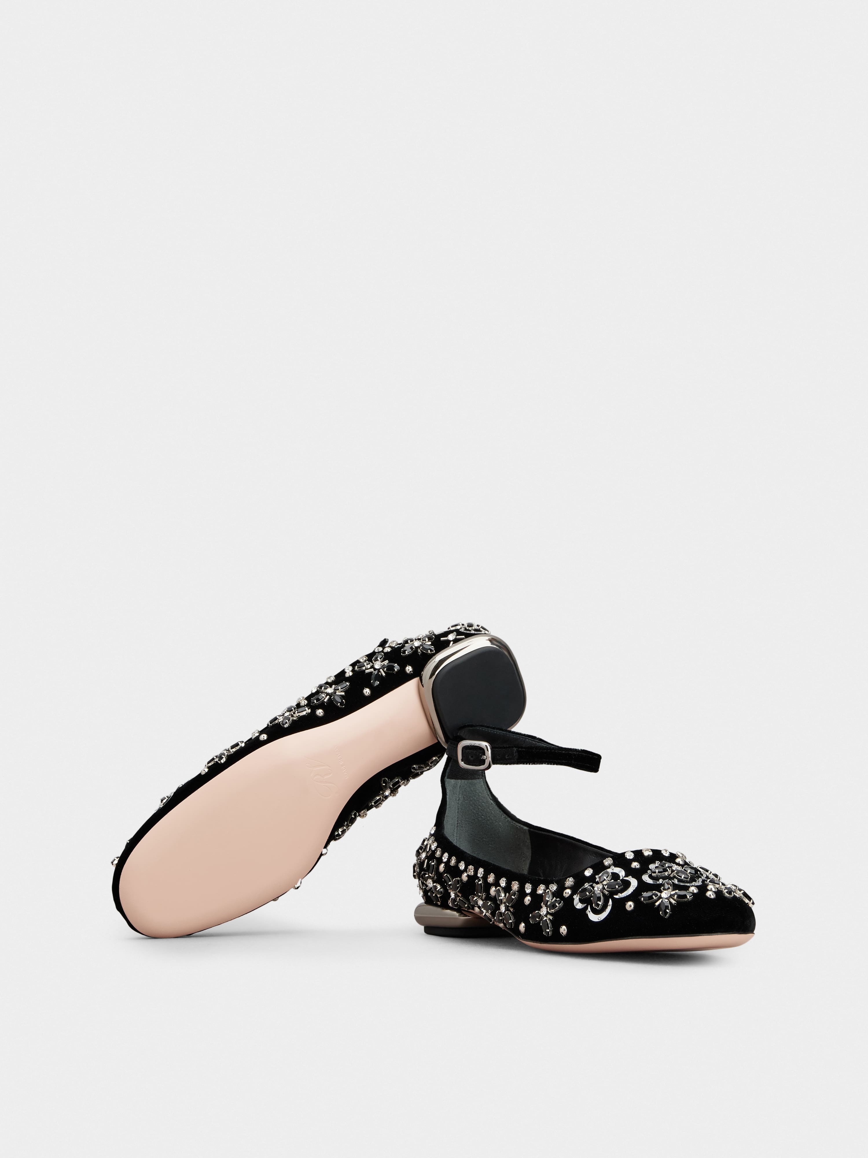 Ankle Strap Ballerinas in velvet - 6