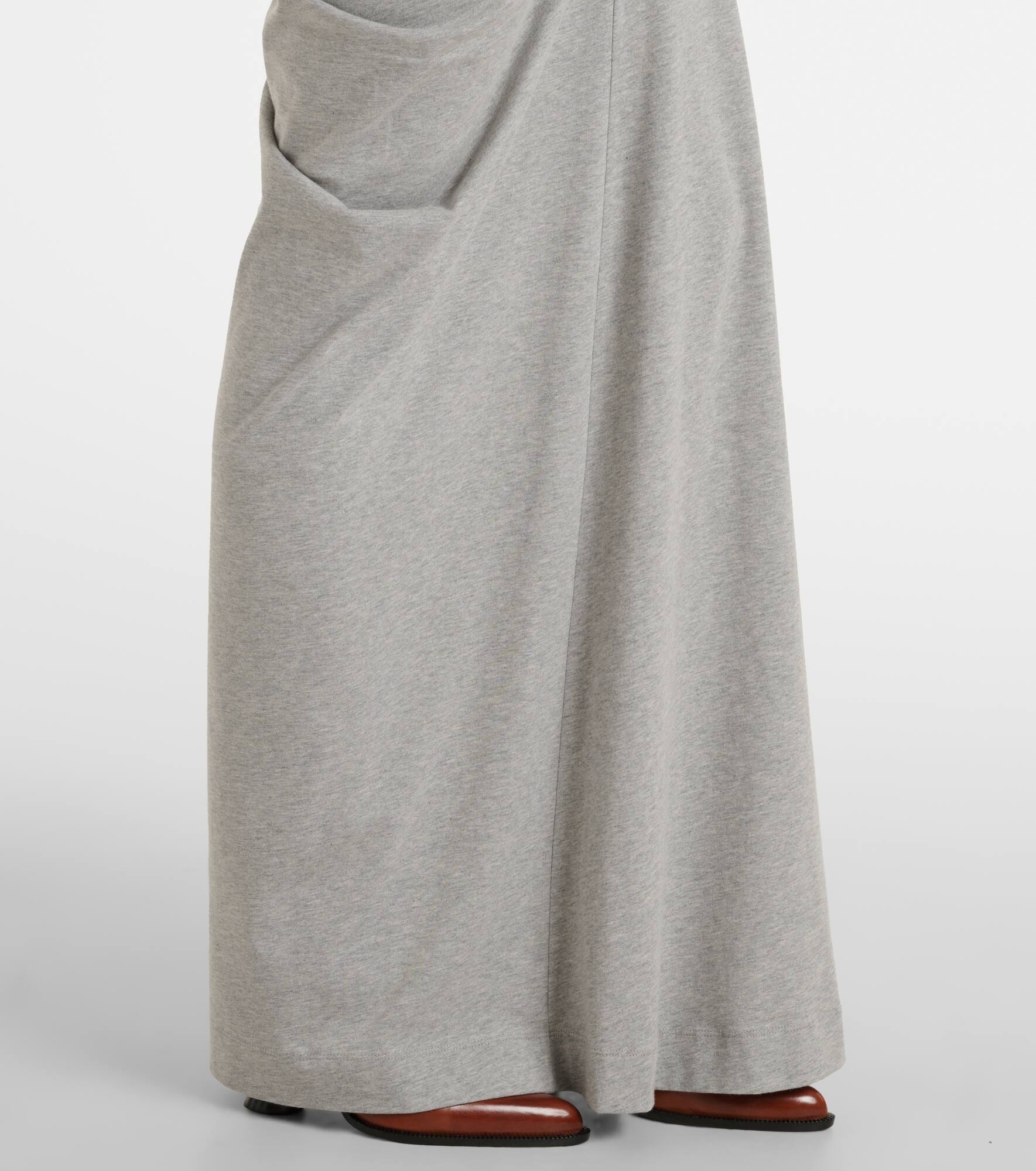 Draped cotton jersey maxi skirt - 5