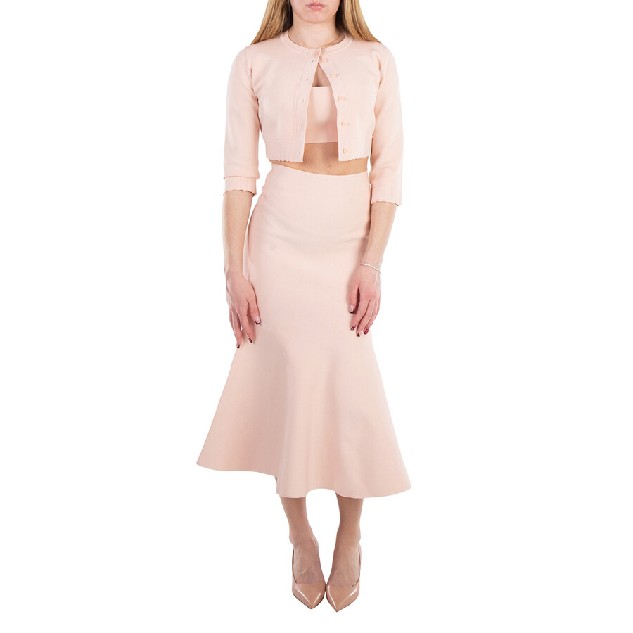 Victoria Beckham Peach Fitted Flared Skirt - 4