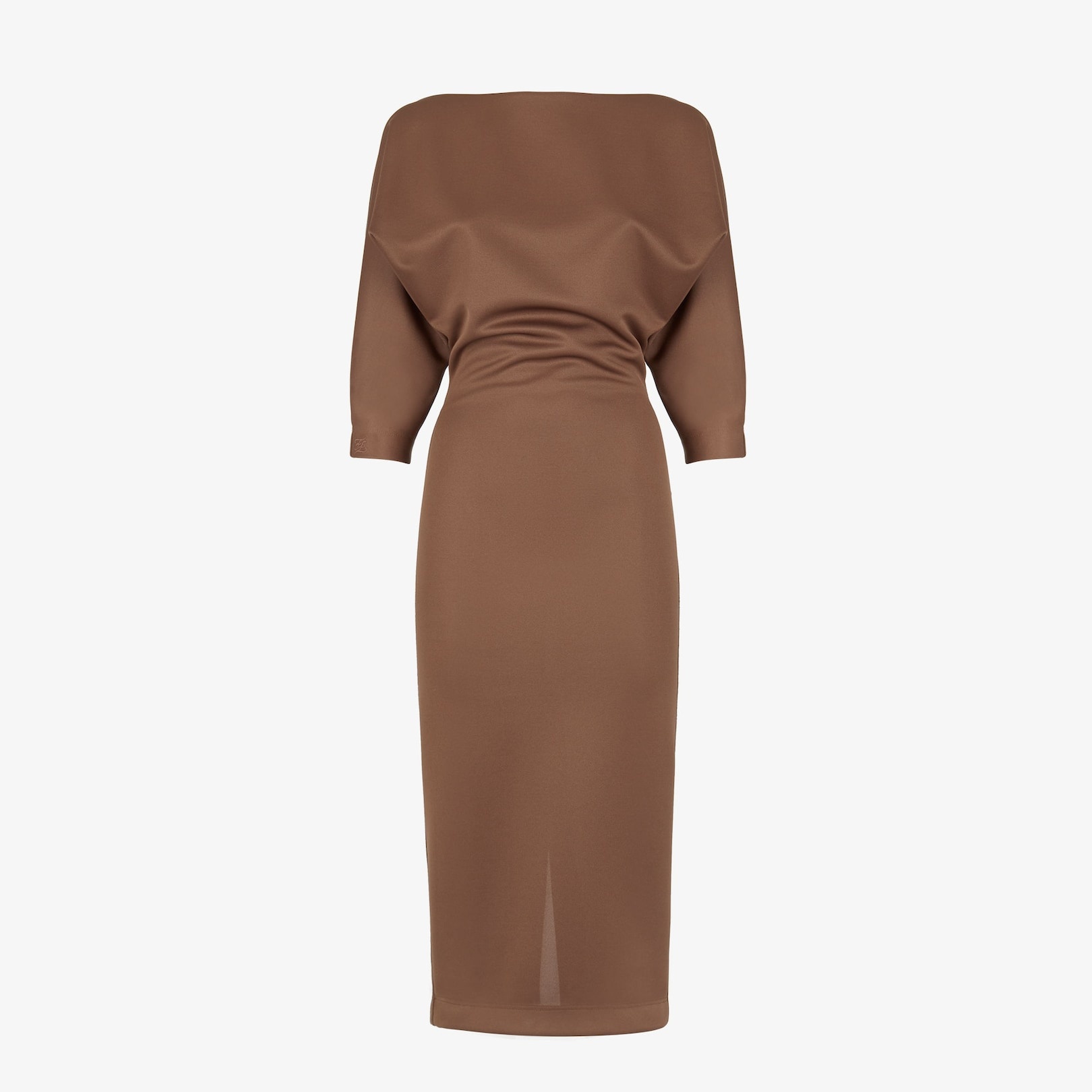 Brown piqué jersey dress - 1