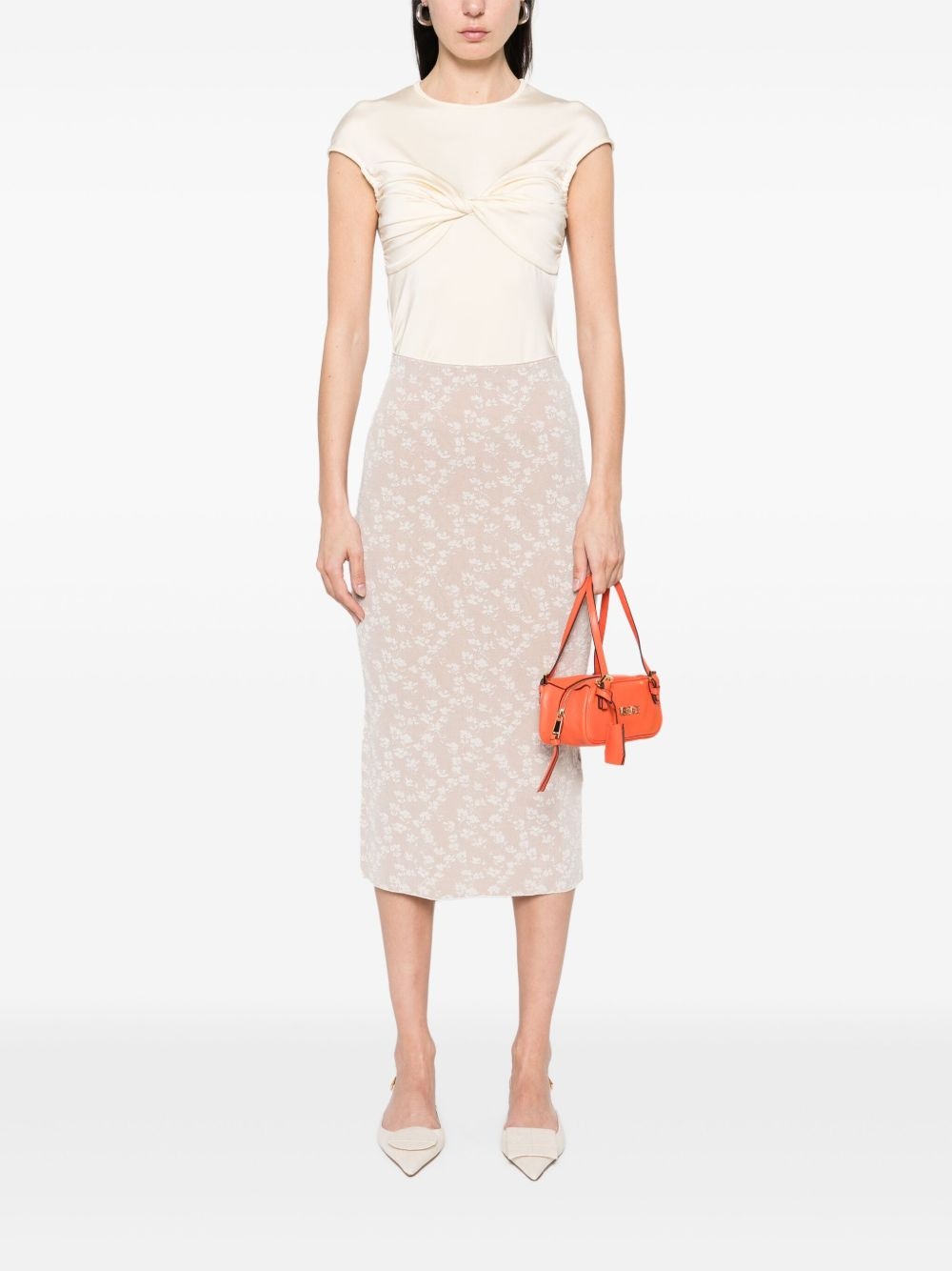 bloom-jacquard midi skirt - 2