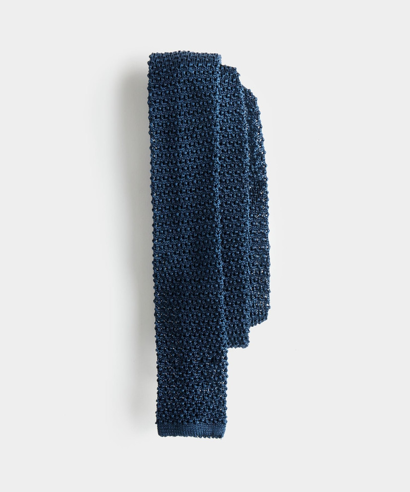 Italian Silk Knit Tie in Navy 1