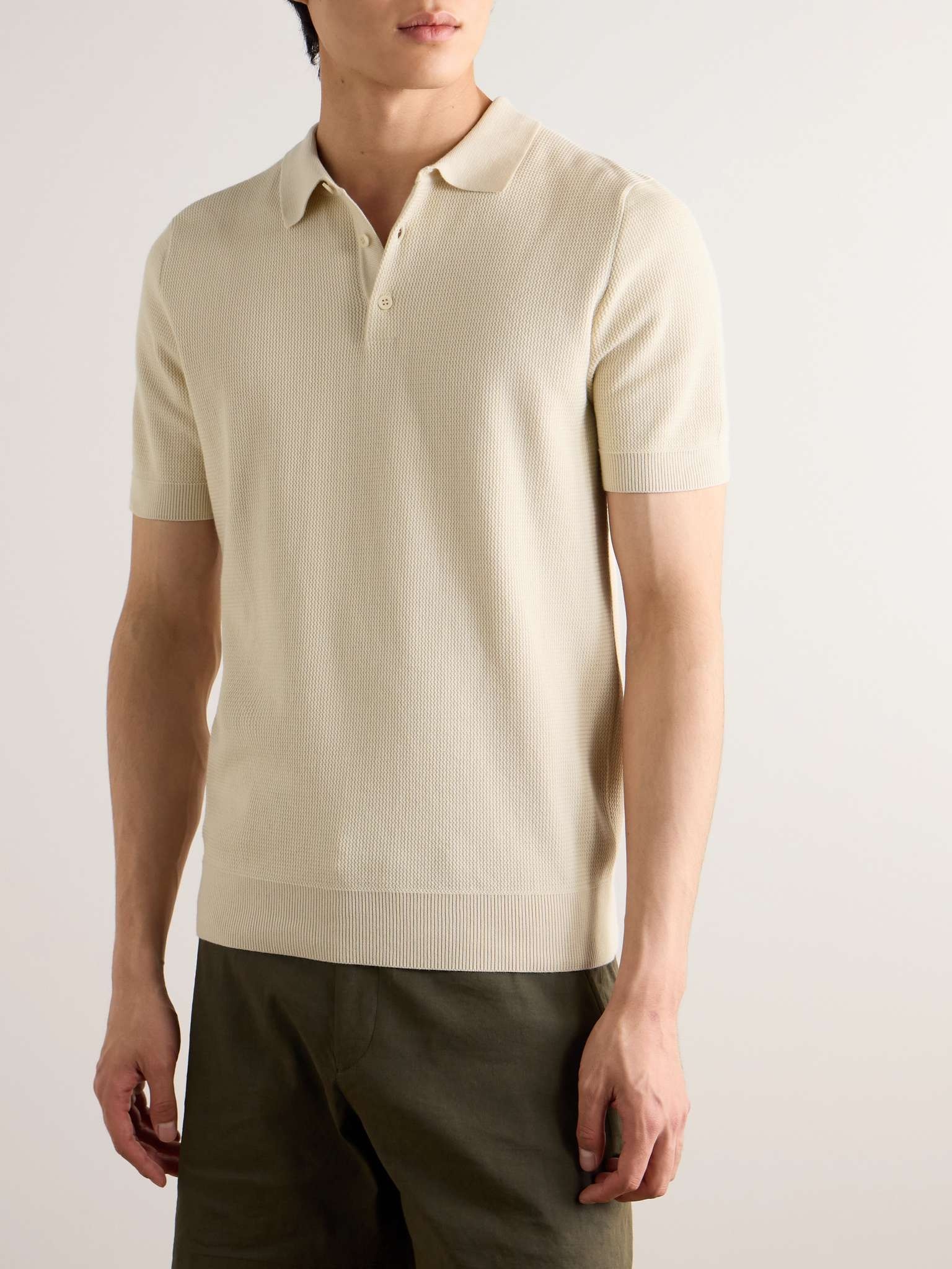 Ribbed Cotton Polo Shirt - 3