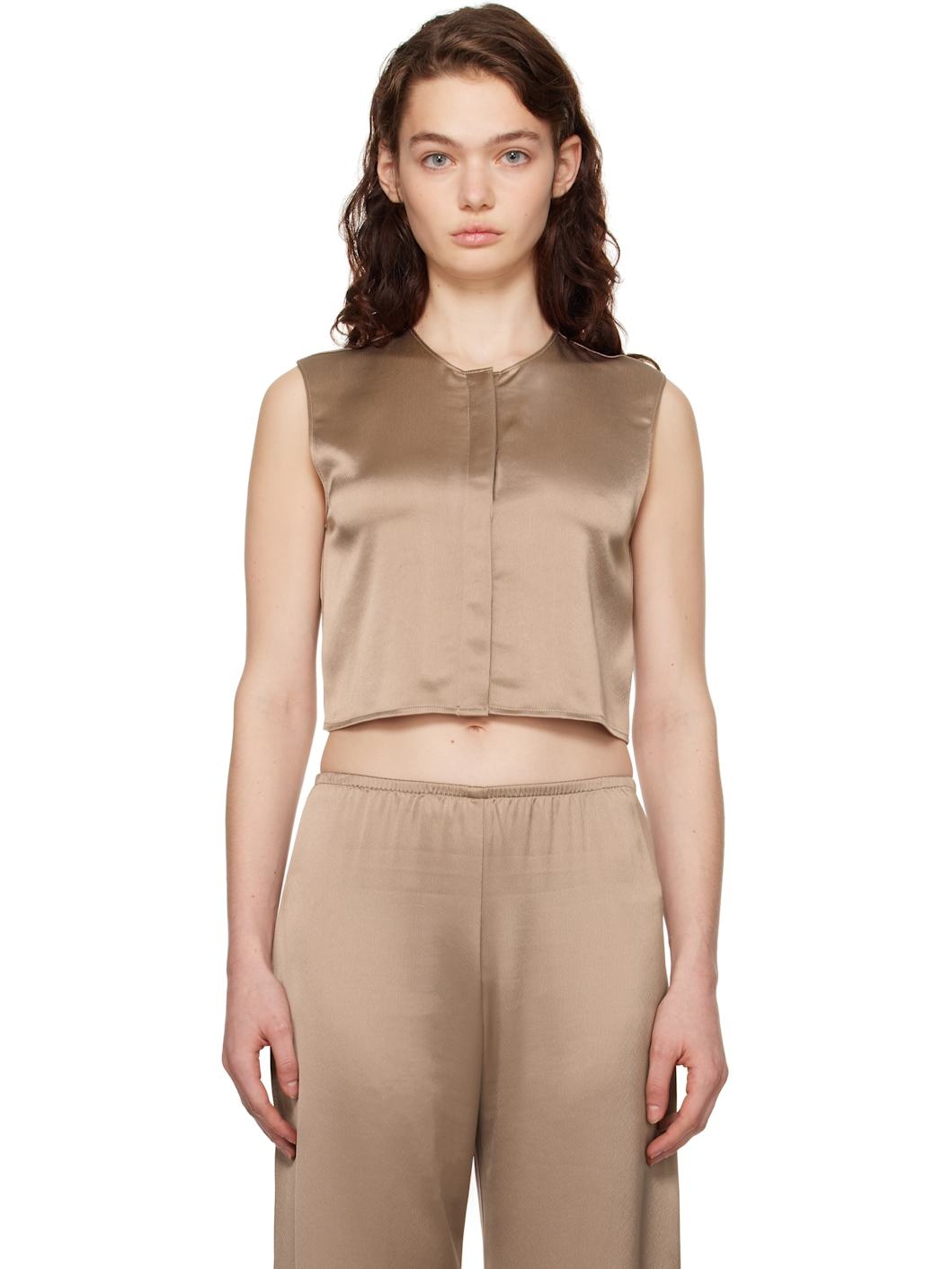 Brown Barb Crewneck Vest - 1