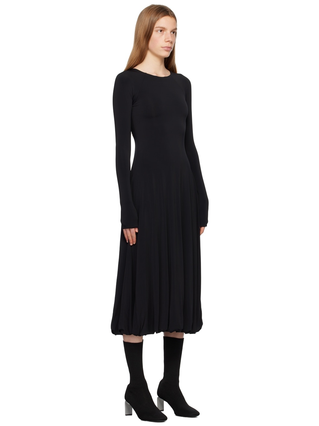 Black Open Back Midi Dress - 2