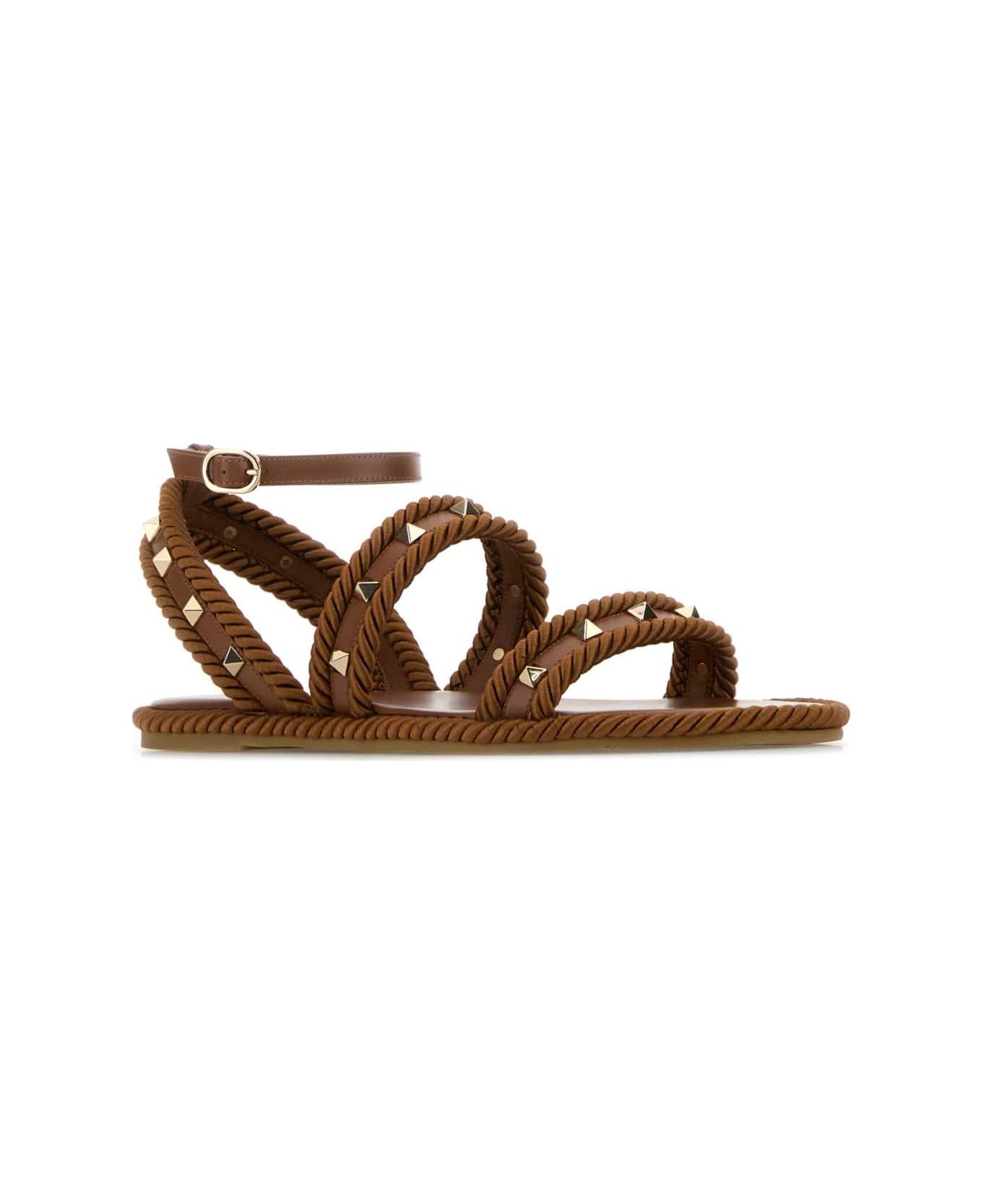 Caramel Fabric Rockstud Sandals - 2