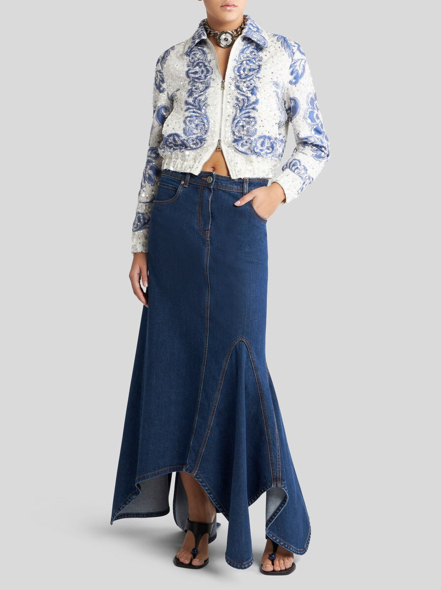 DENIM SKIRT WITH EMBROIDERED REAR LOGO - 4