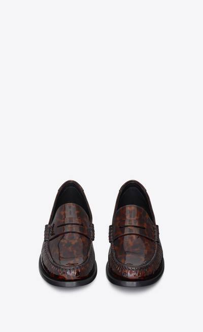 SAINT LAURENT le loafer monogram penny slippers in tortoiseshell patent leather outlook