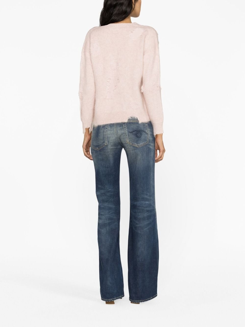 distressed crew-neck jumper - 4