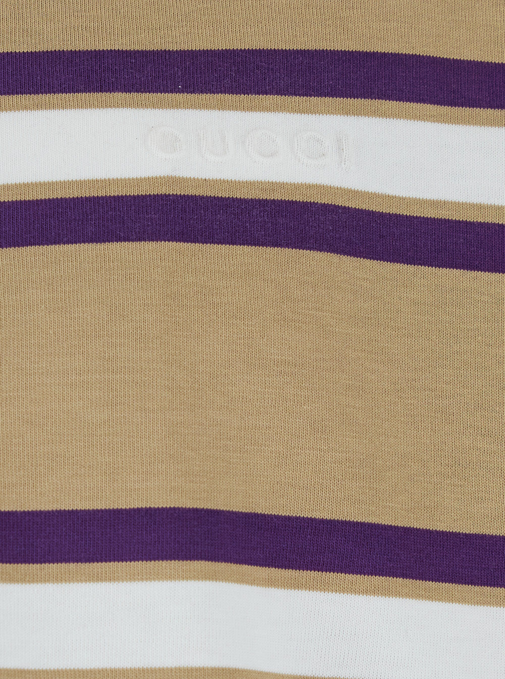 Gucci Men Beige Polo Shirt With Logo Imprinted On The Front And All-Over Striped Motif In Cotton Man - 3