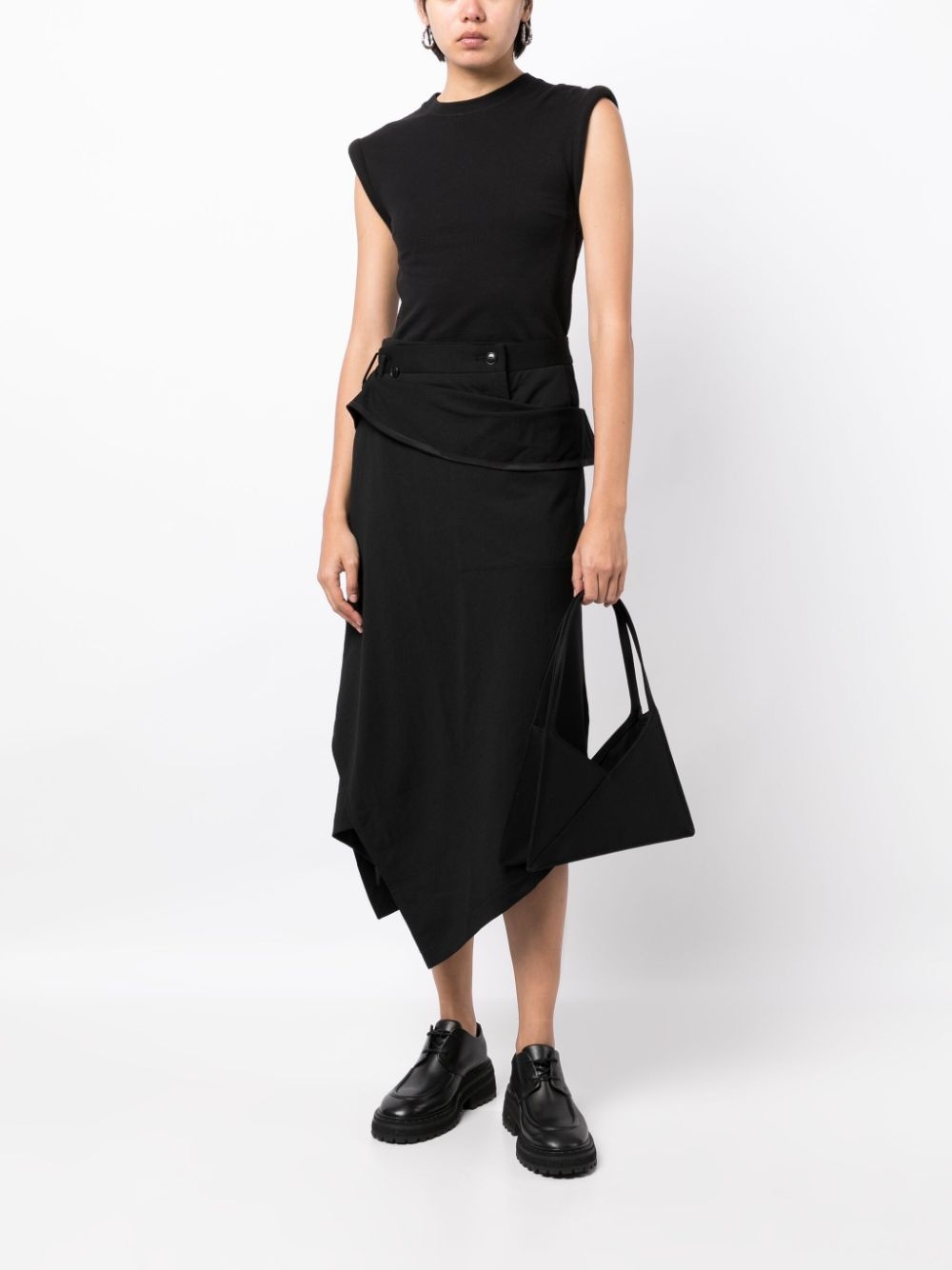 adjustable shoulder-strap draped skirt - 6