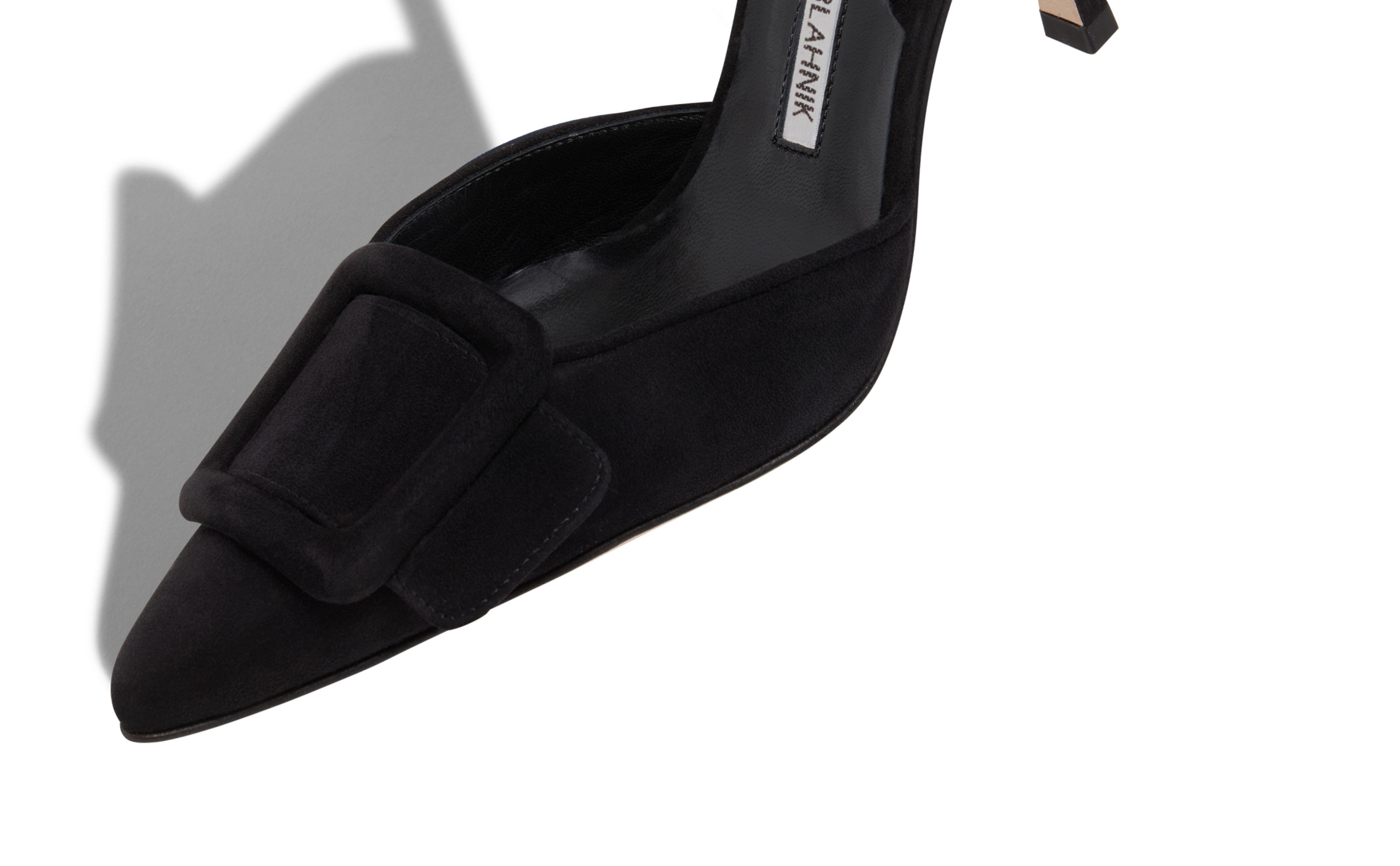 Black Suede Slingback Pumps - 4