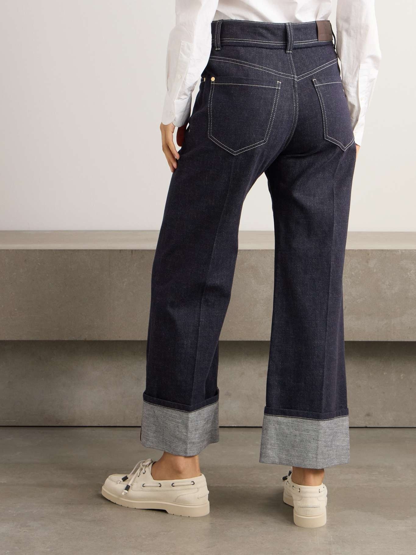 Brunello Cucinelli High-rise wide-leg jeans Dark denim