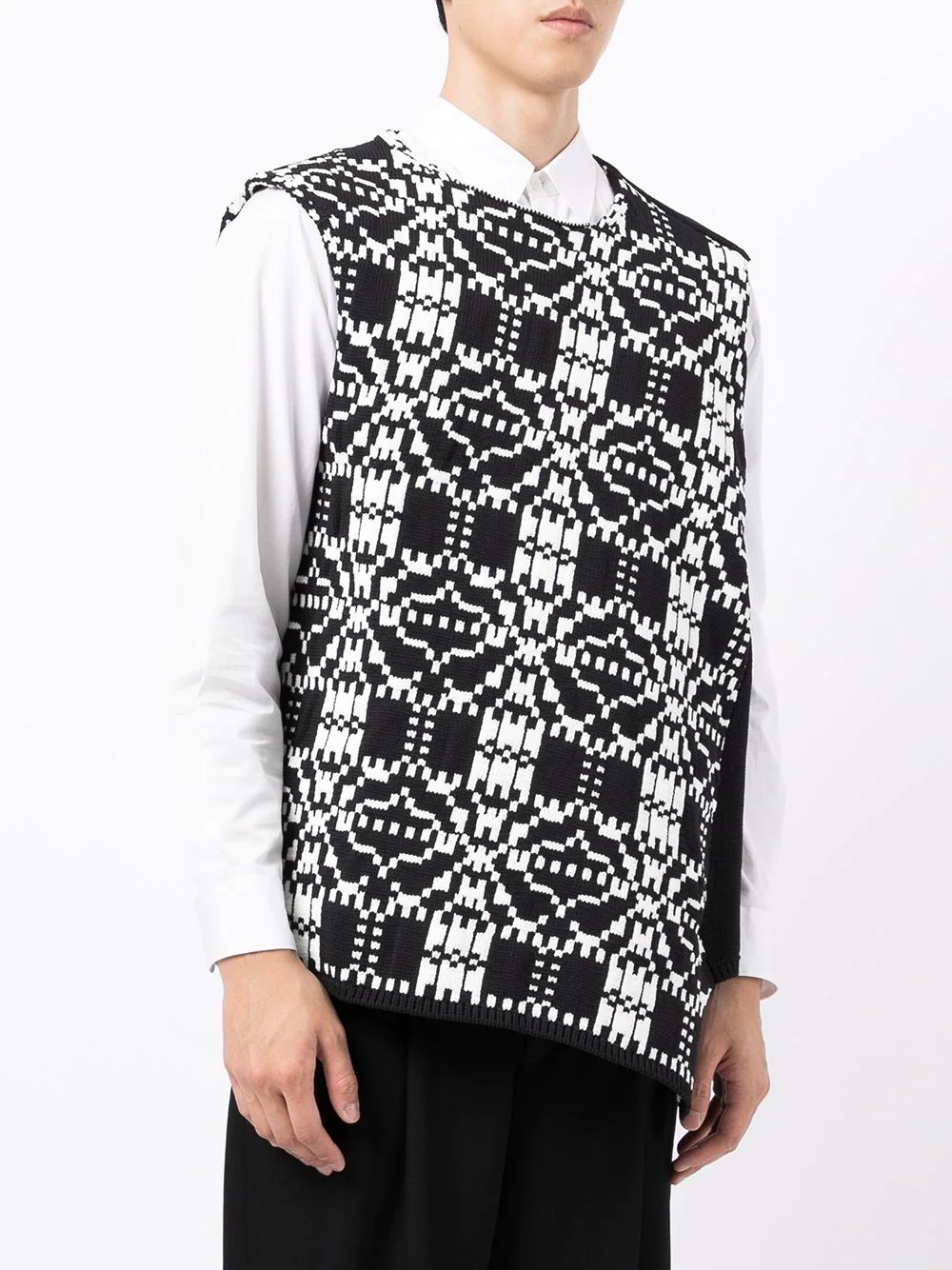 asymmetric digital-effect knit vest - 3