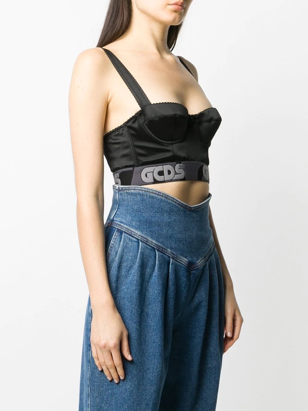 logo-waistband bustier top - 3