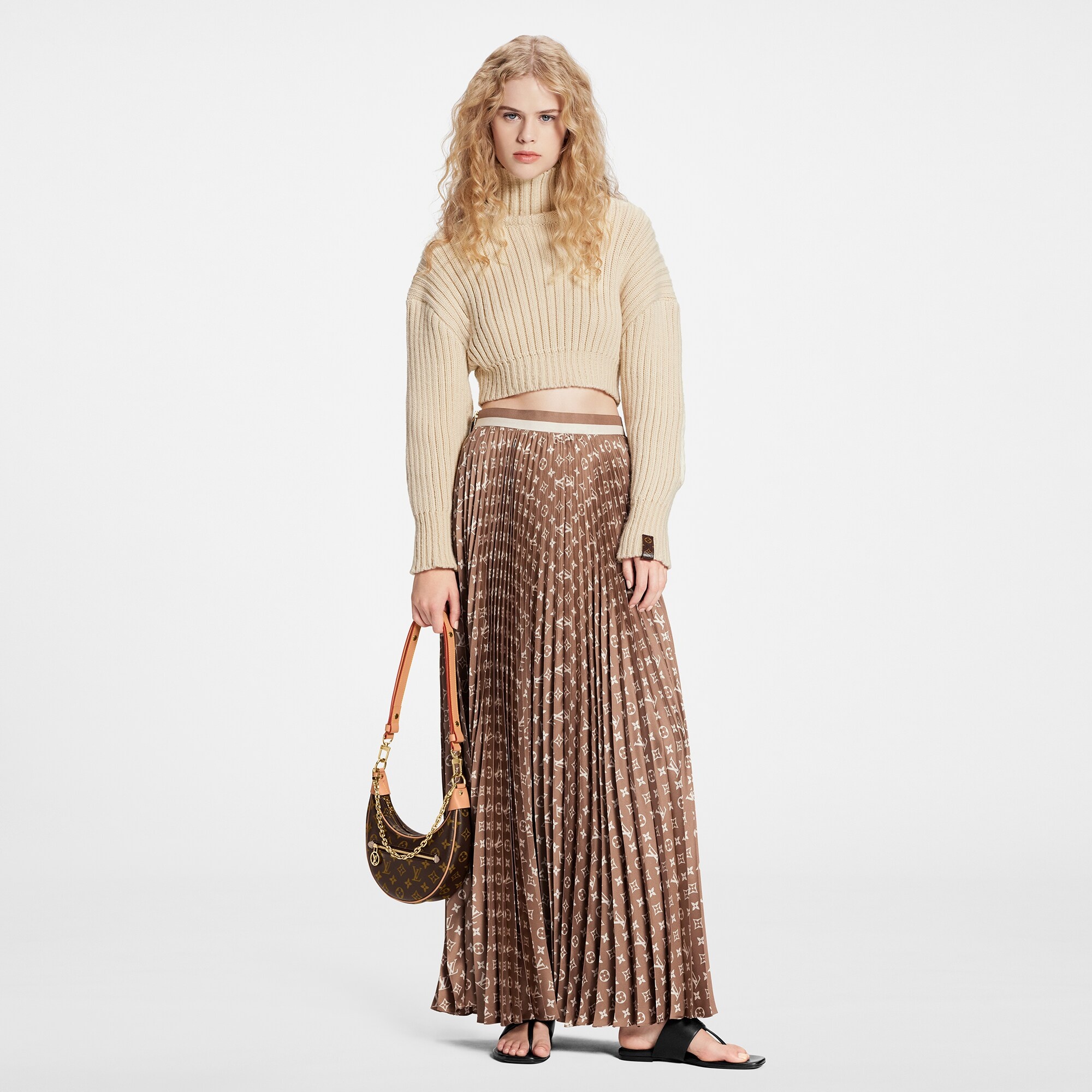 Stripe Accent Monogram Pleated Skirt - 2